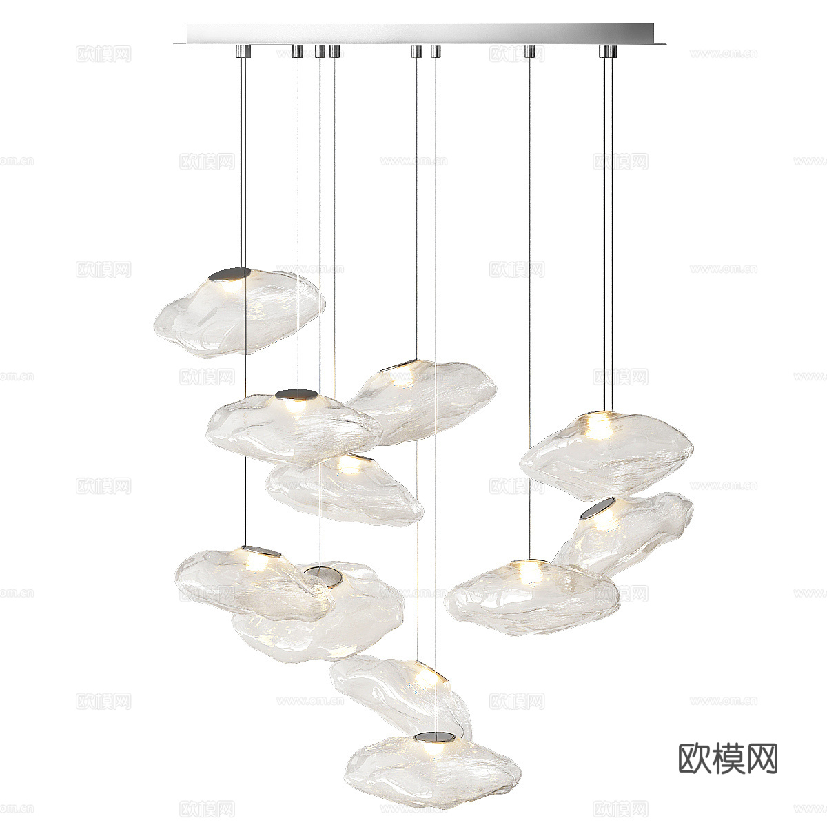 现代轻奢玻璃工艺吊灯3d模型