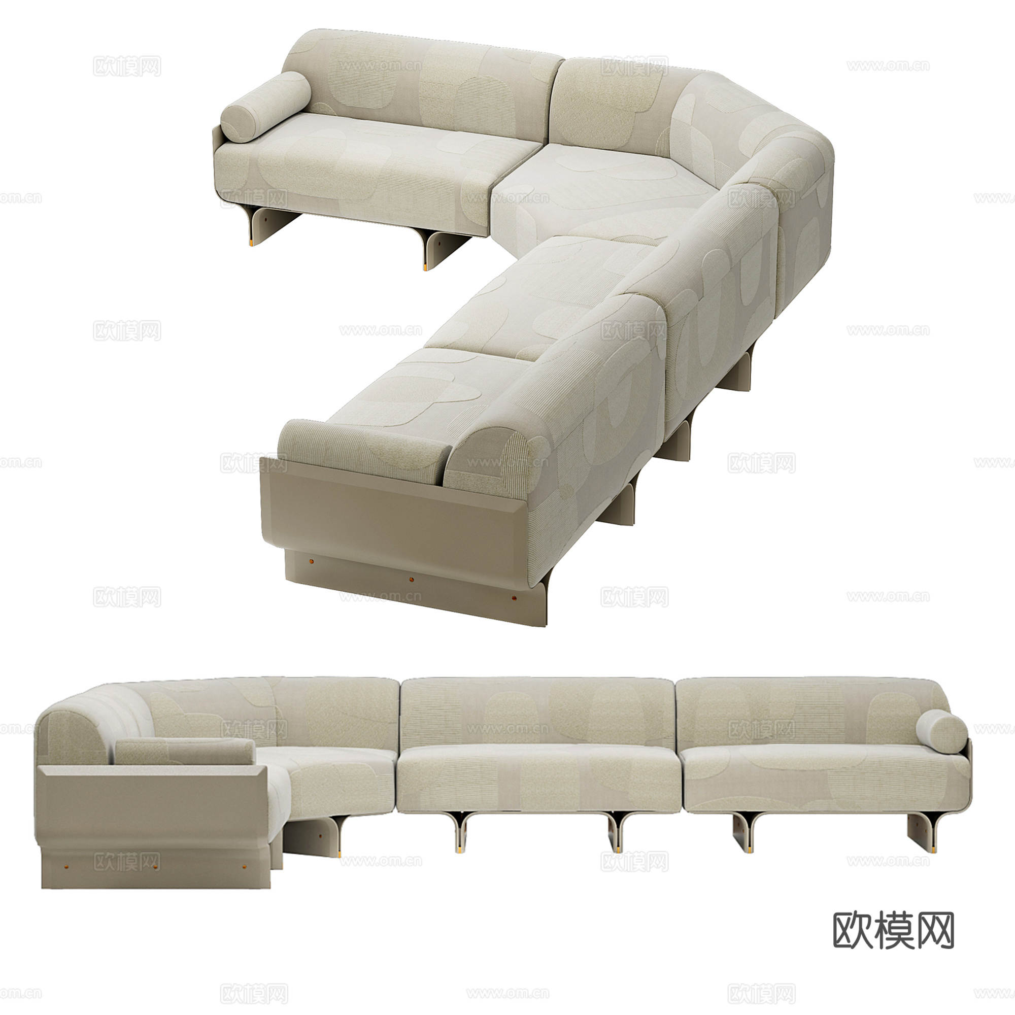 现代轻奢转角沙发3d模型