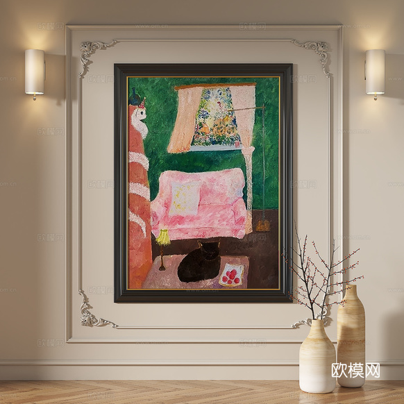 法式,现代,简约,抽象,复古,中古,轻奢,装饰画3d模型下载