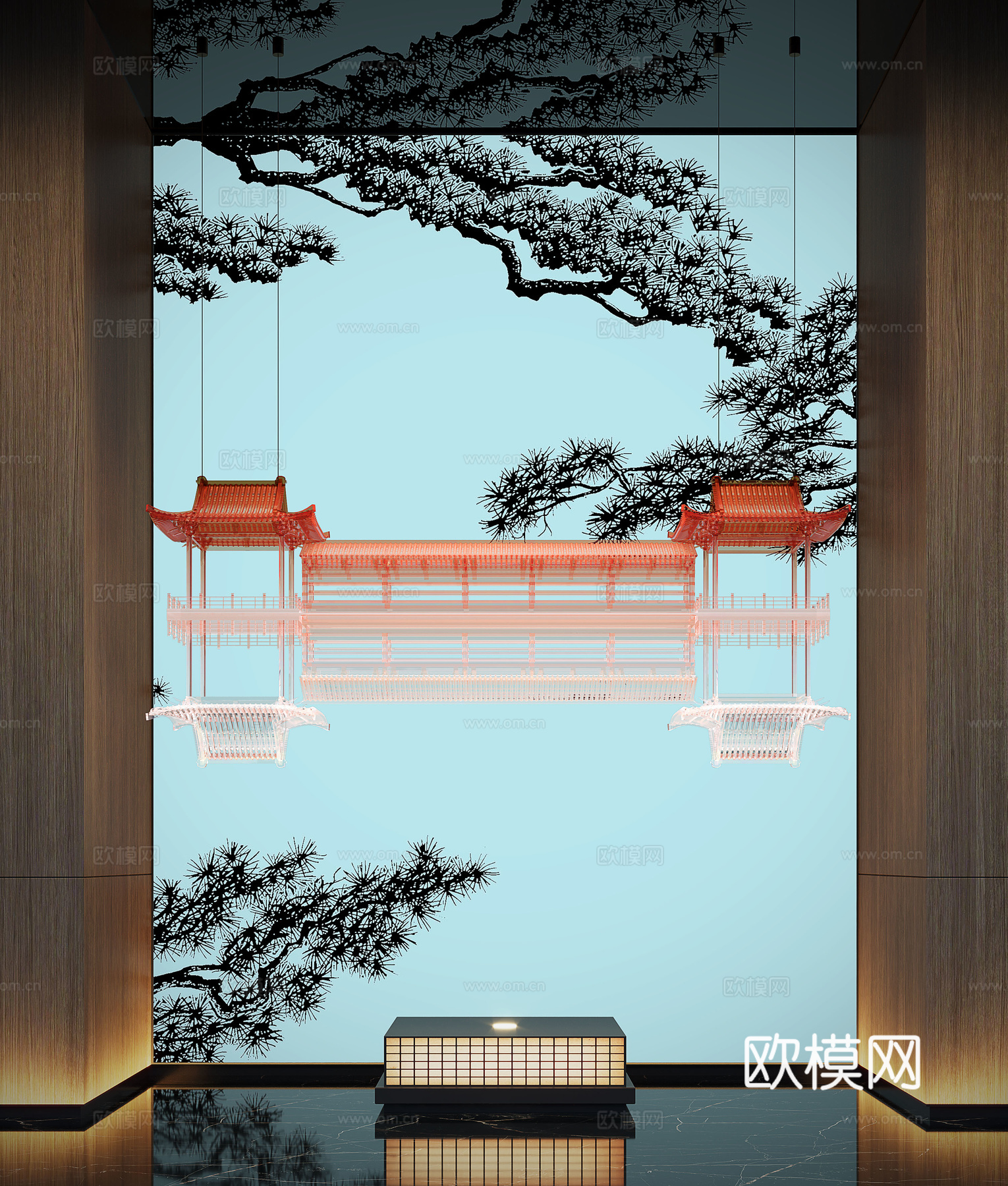 新中式艺术装置 水晶装置 艺术灯装置 装置雕塑 装饰吊件3d模型