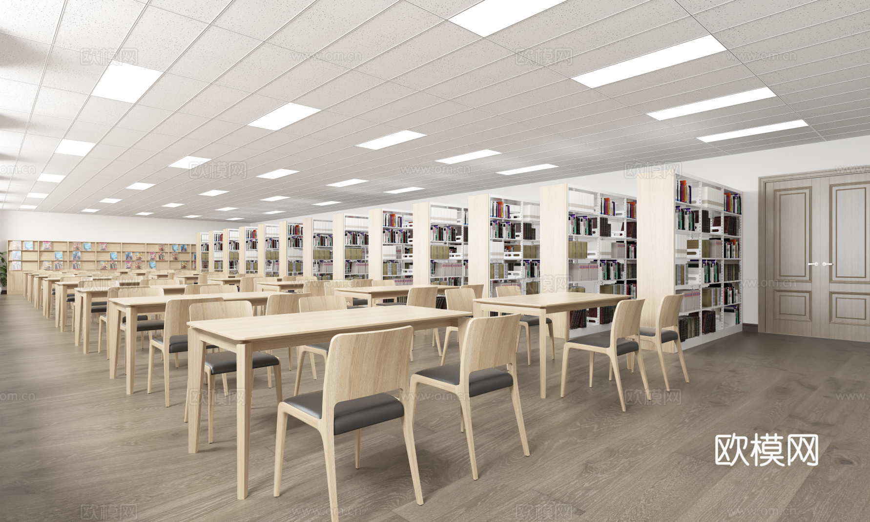 现代图书馆 文创书店 图书吧 自习教室 资料室3d模型
