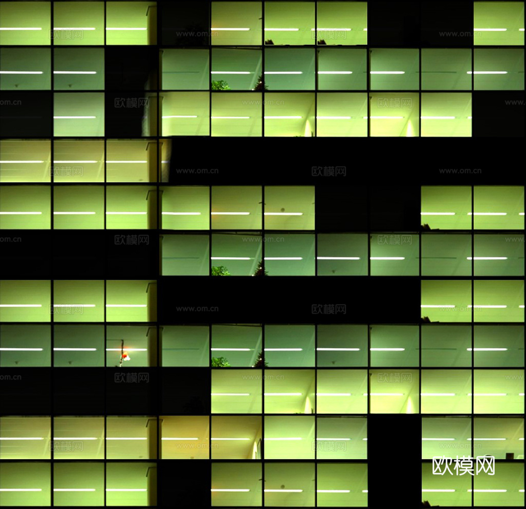 夜晚办公室窗户 外景 夜景
