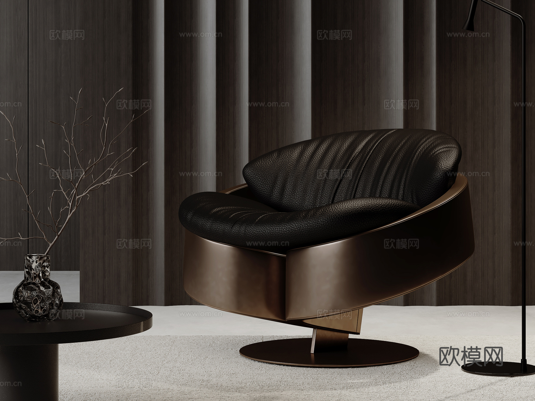 现代意式单人沙发3d模型下载