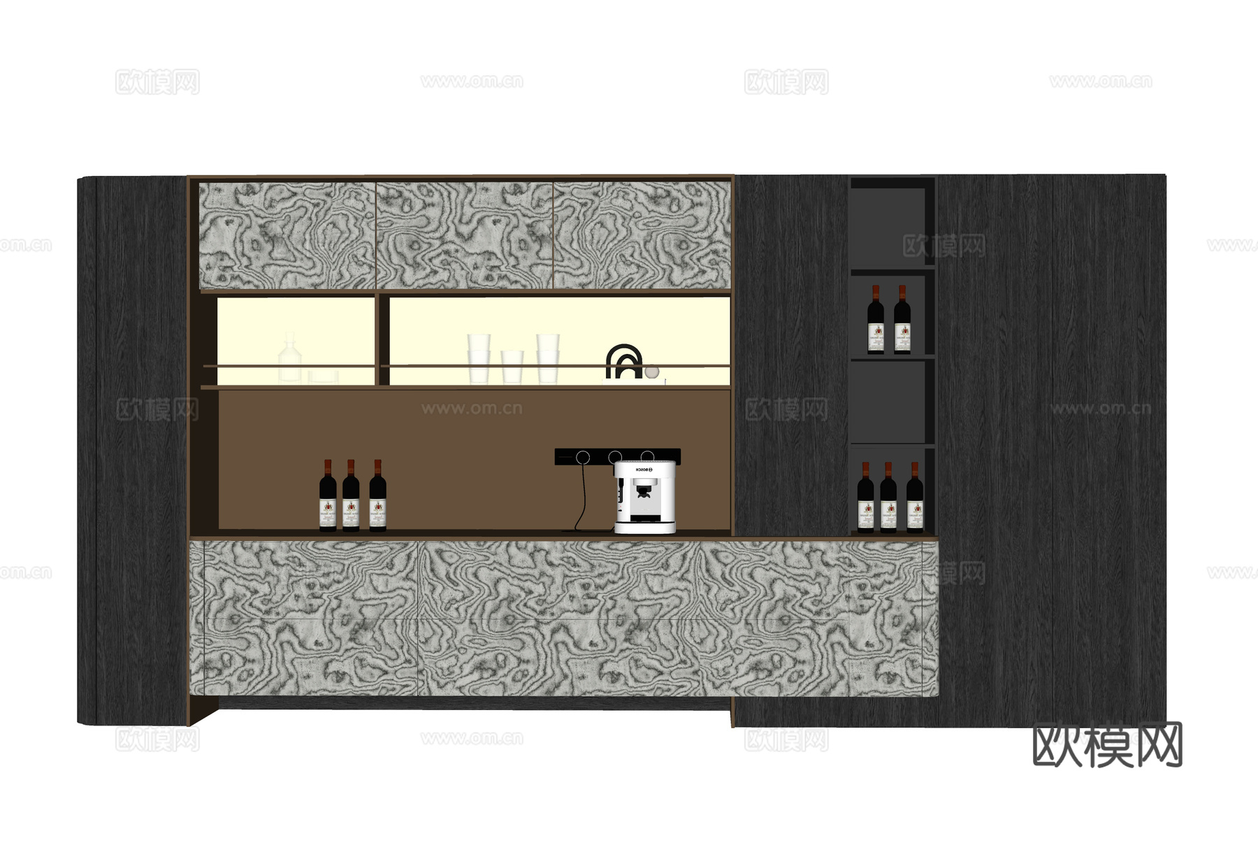 现代酒柜 餐边柜su模型