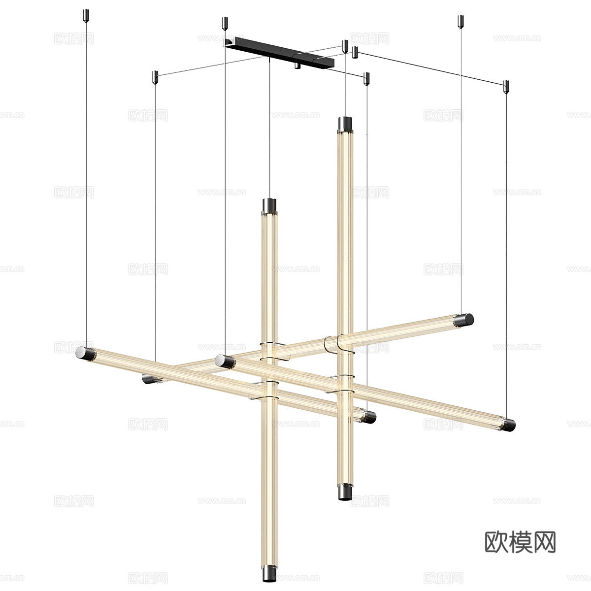 现代极简线性装饰吊灯3d模型