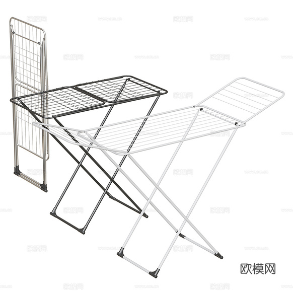 现代极简落地式折叠晾衣架3d模型下载(渲染图1)