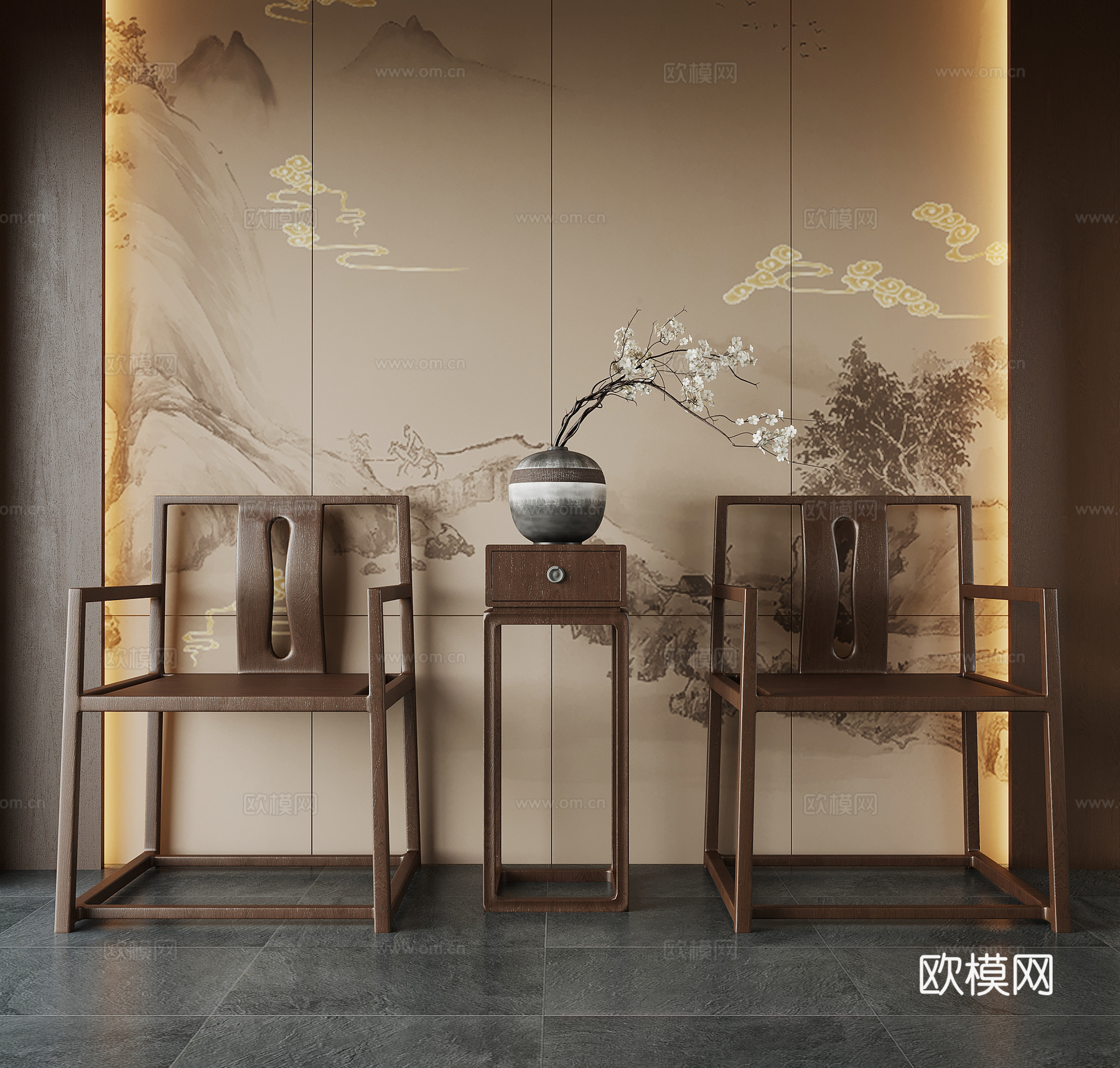 新中式椅子 休闲椅 单椅 餐椅3d模型