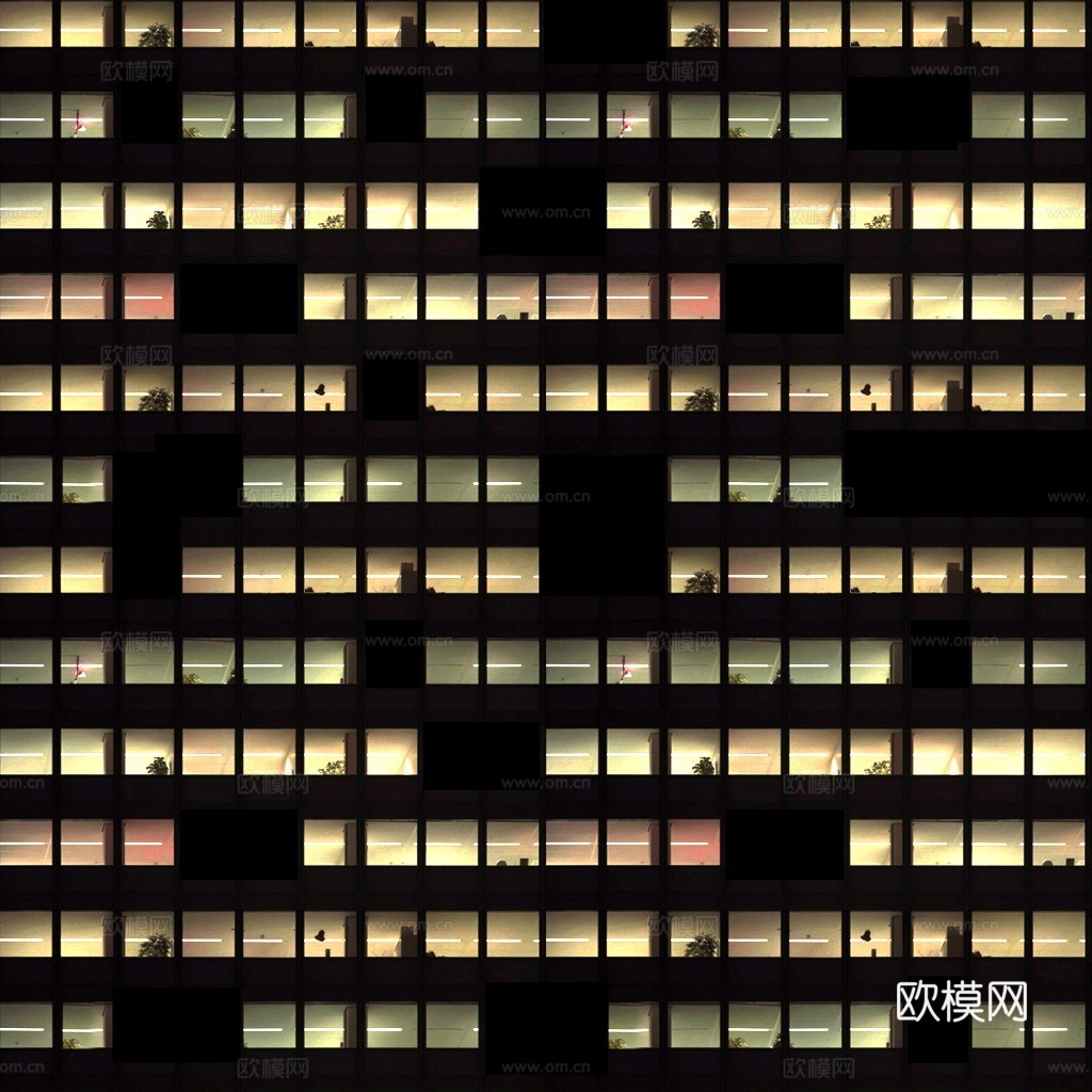 夜晚办公室窗户 外景 夜景