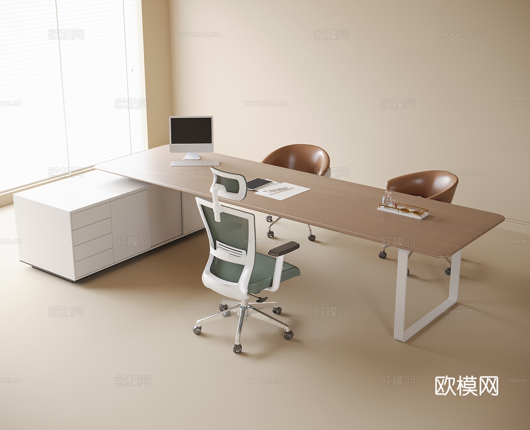 现代办公桌椅 办公椅3d模型