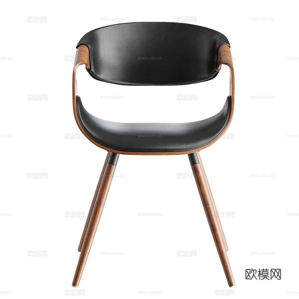 现代意式木质皮革椅子3d模型