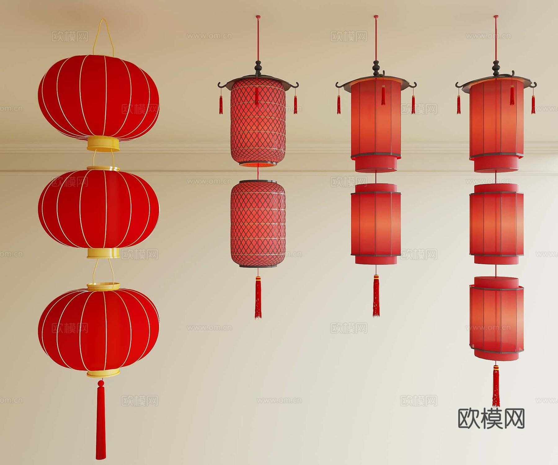 新中式灯笼 节日用品 新年用品3d模型