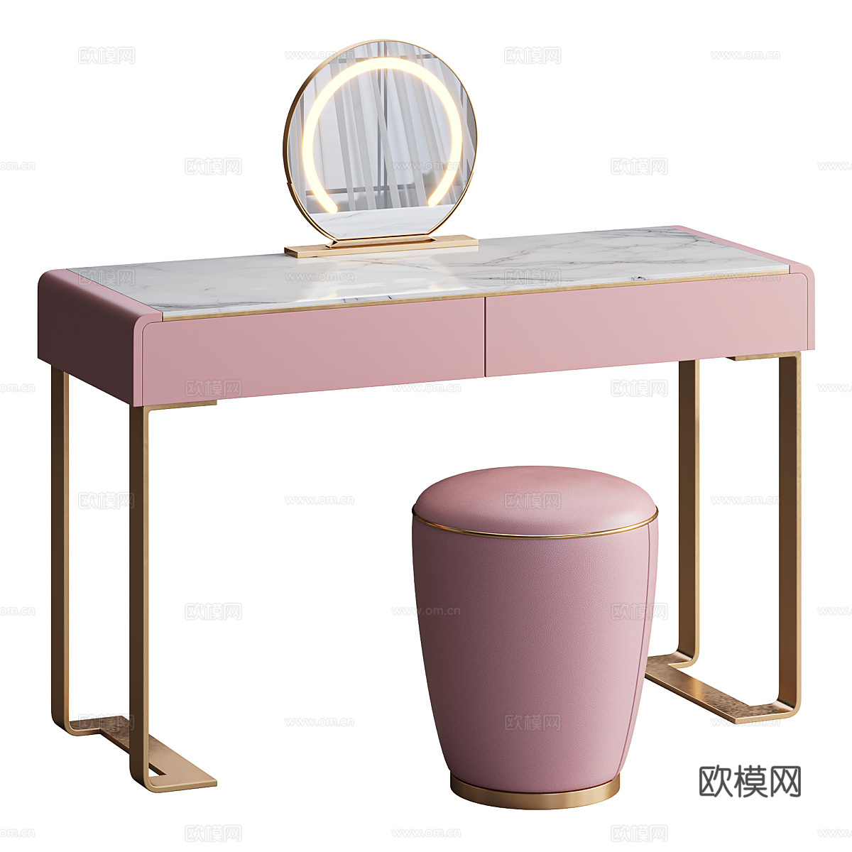 现代轻奢梳妆台3d模型