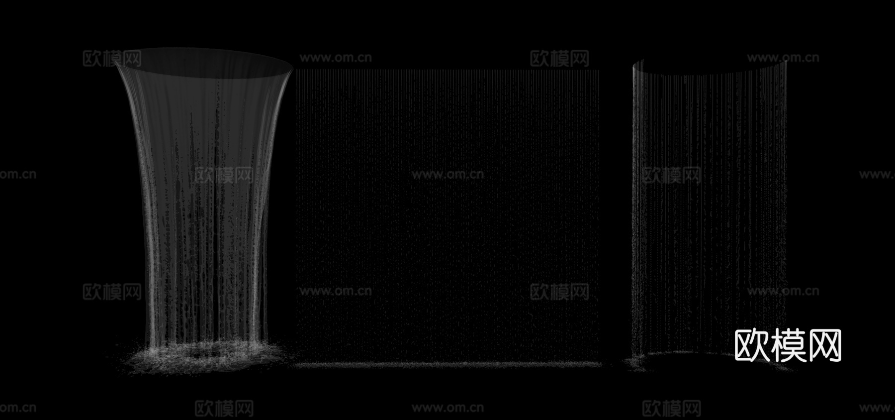 现代水幕 水幕瀑布 水景 景观水幕 水瀑布 跌水su模型