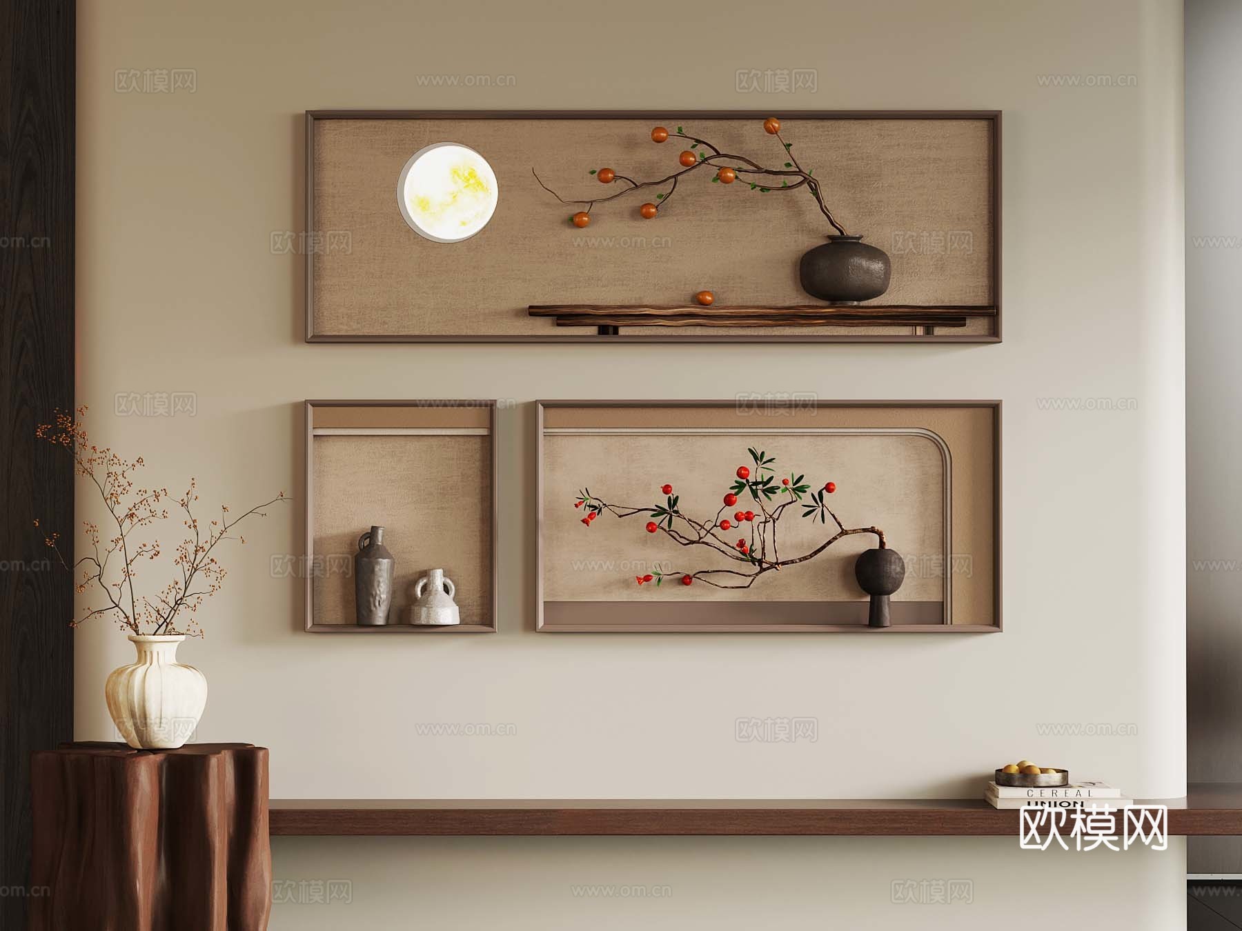 侘寂立体画 装饰画 挂画3d模型