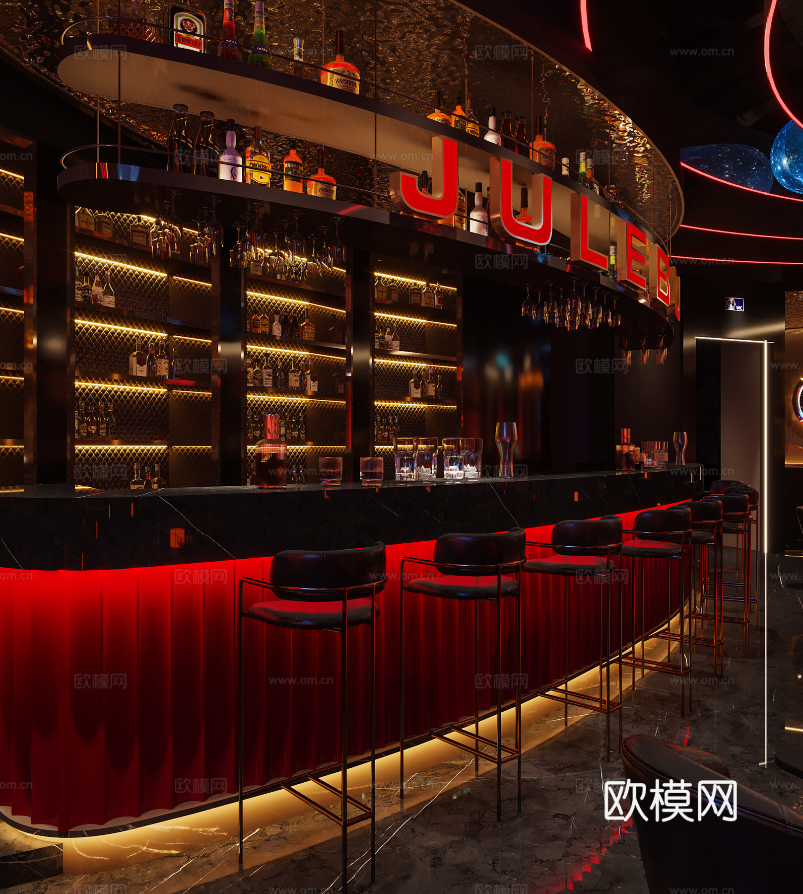 现代 酒吧 卡座3d模型