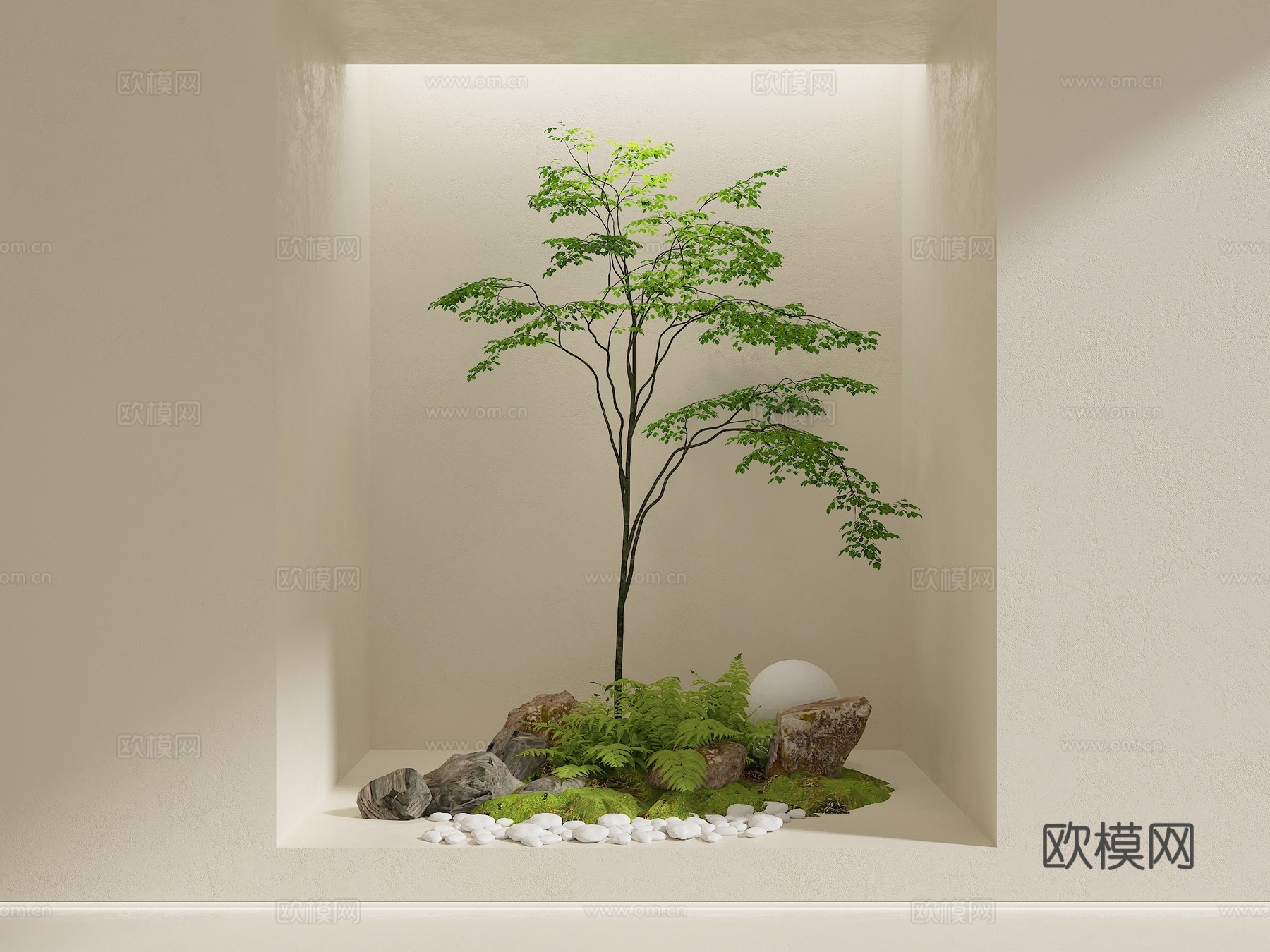 现代室内景观 现代景观造景 景观小品 庭院景观 庭院小品 景su模型