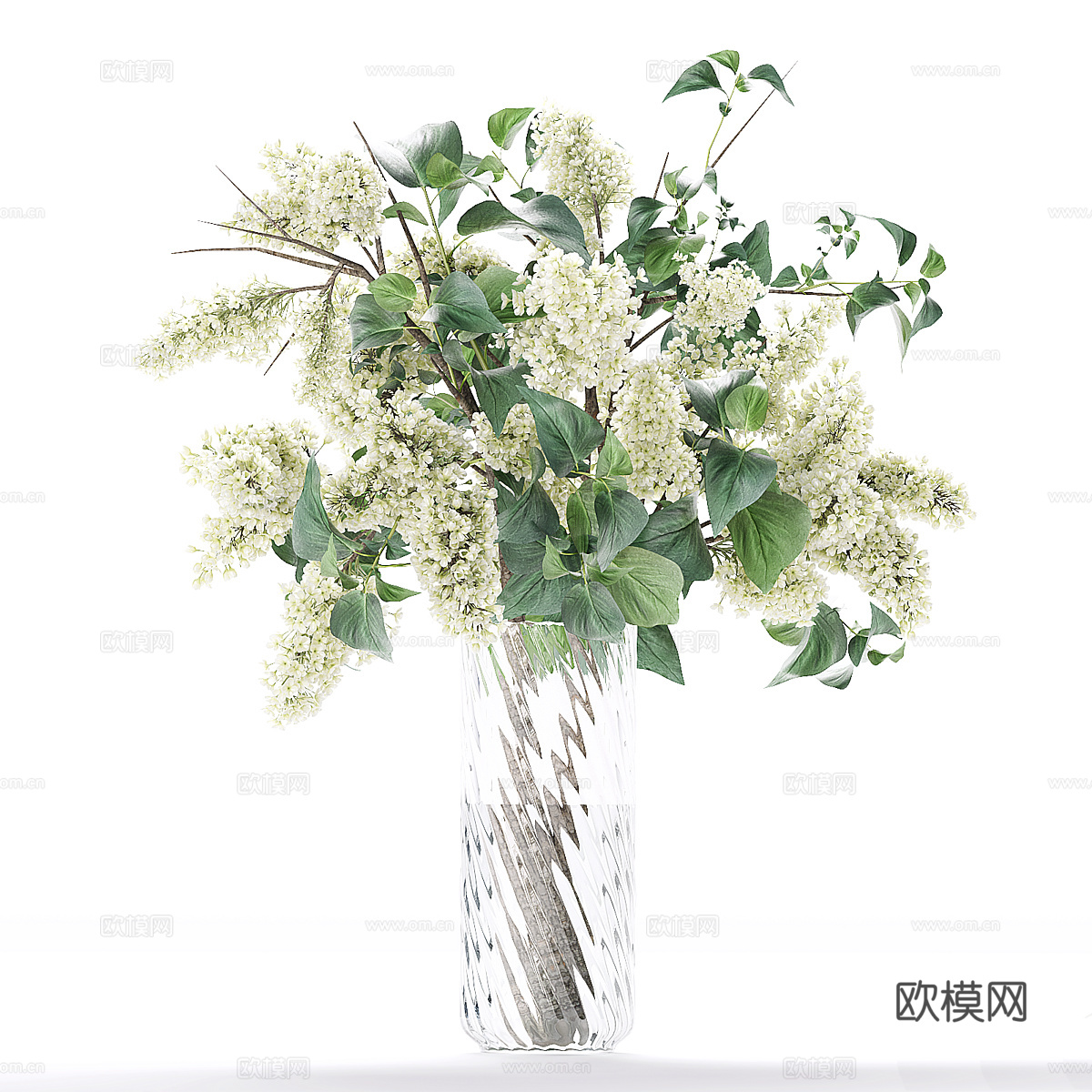 现代紫丁香花瓶花艺3d模型