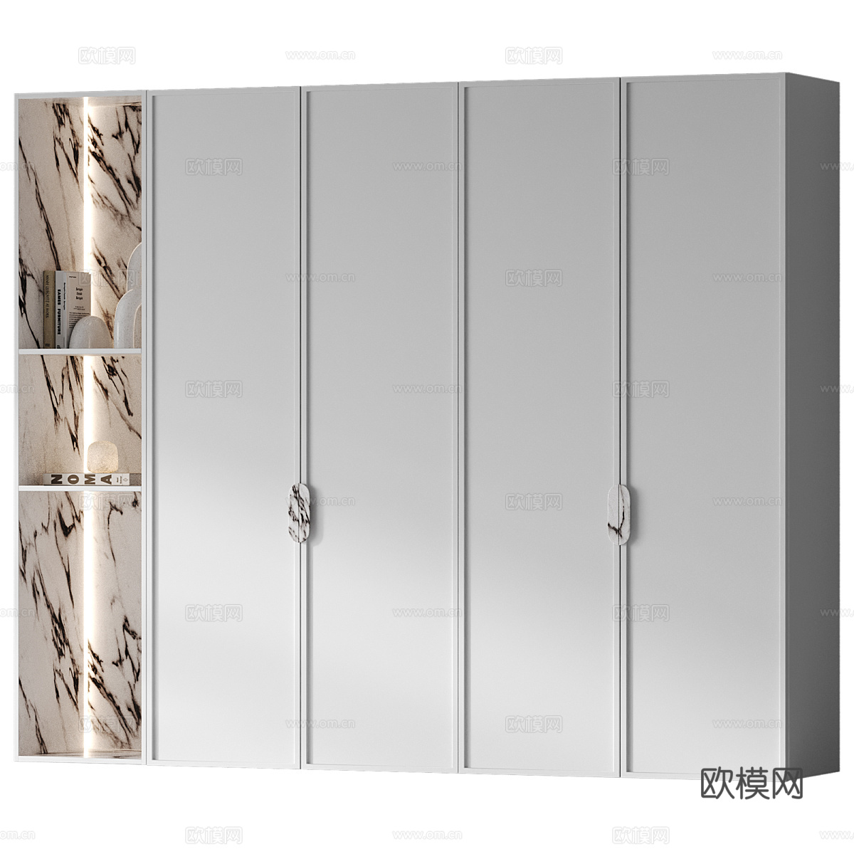 现代轻奢极简开门衣柜3d模型