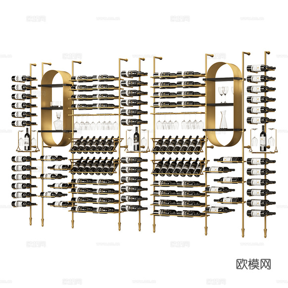 現(xiàn)代輕奢金屬紅酒架3d模型下載(渲染圖1)