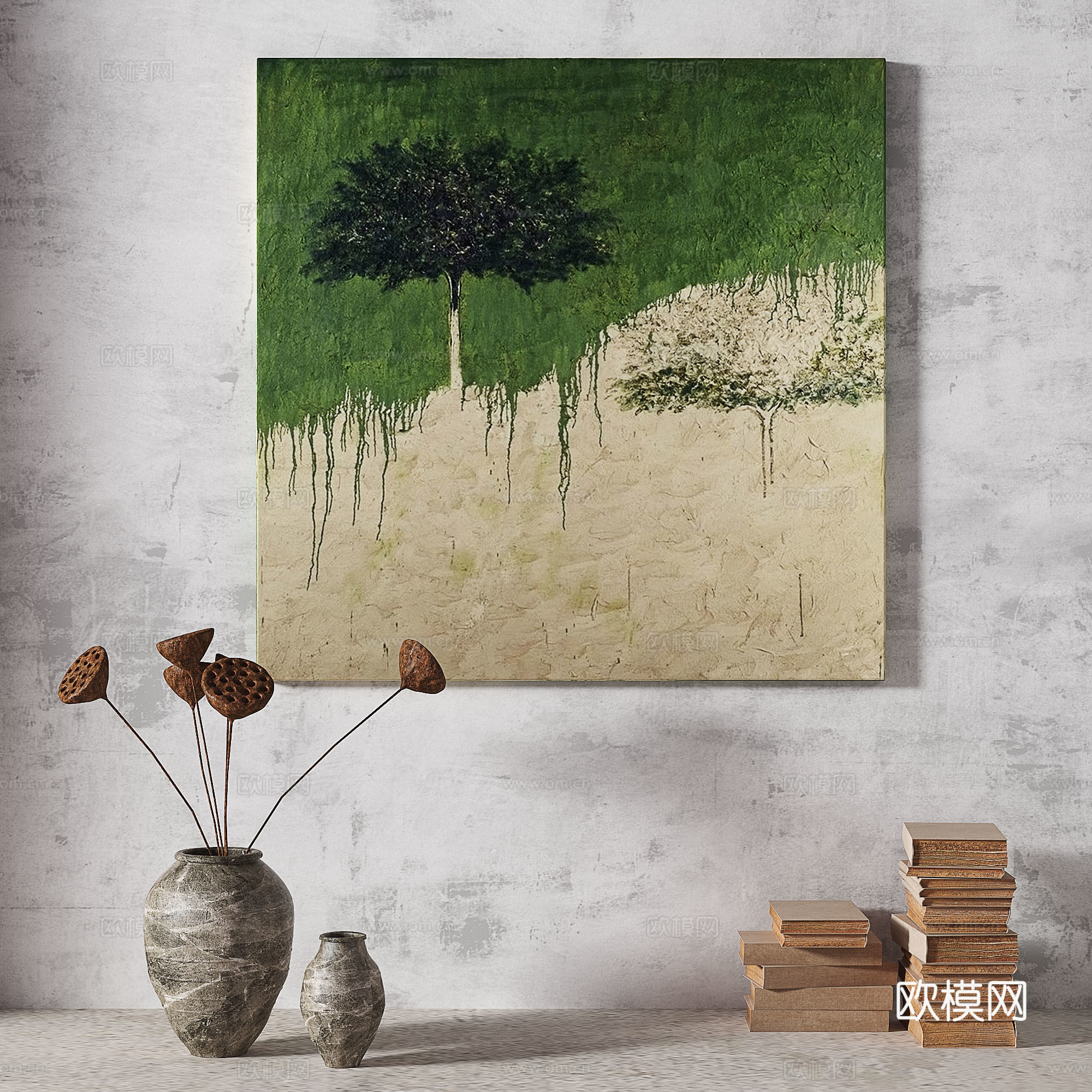 现代，轻奢，侘寂，简约，抽象，立体，复古，中古，装饰画3d模型