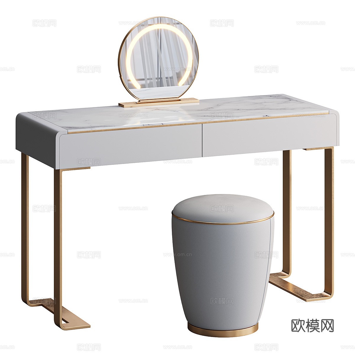 现代轻奢梳妆台3d模型