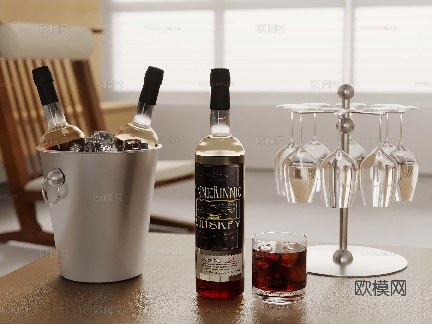 酒水 酒杯架 红酒 冰桶3d模型