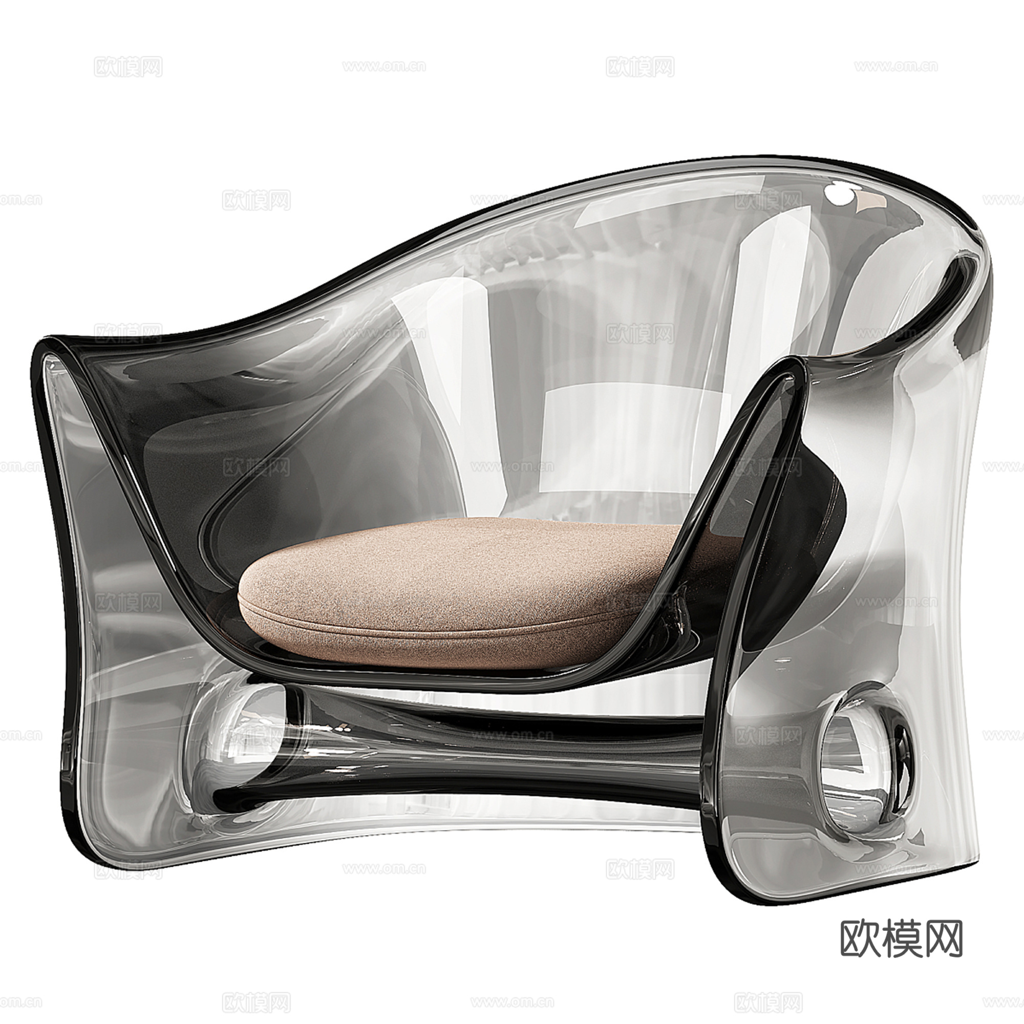 现代透明亚克力休闲椅3d模型