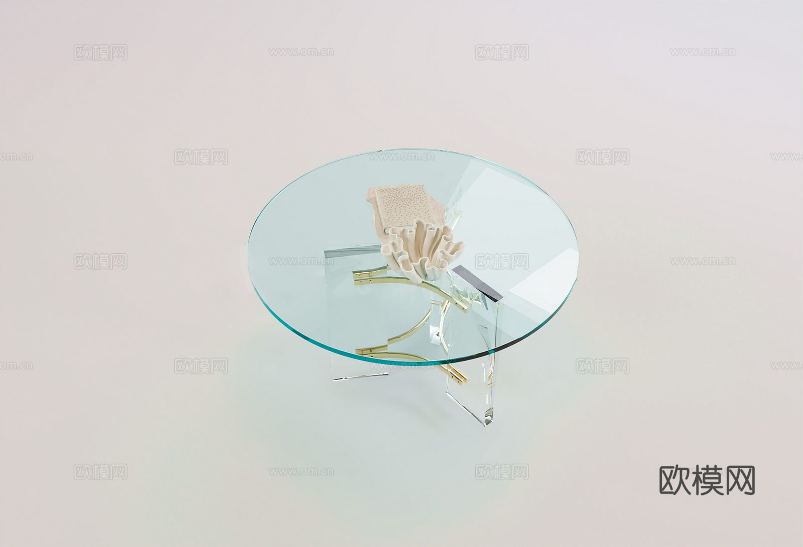 现代简约玻璃茶几 圆形茶几3d模型