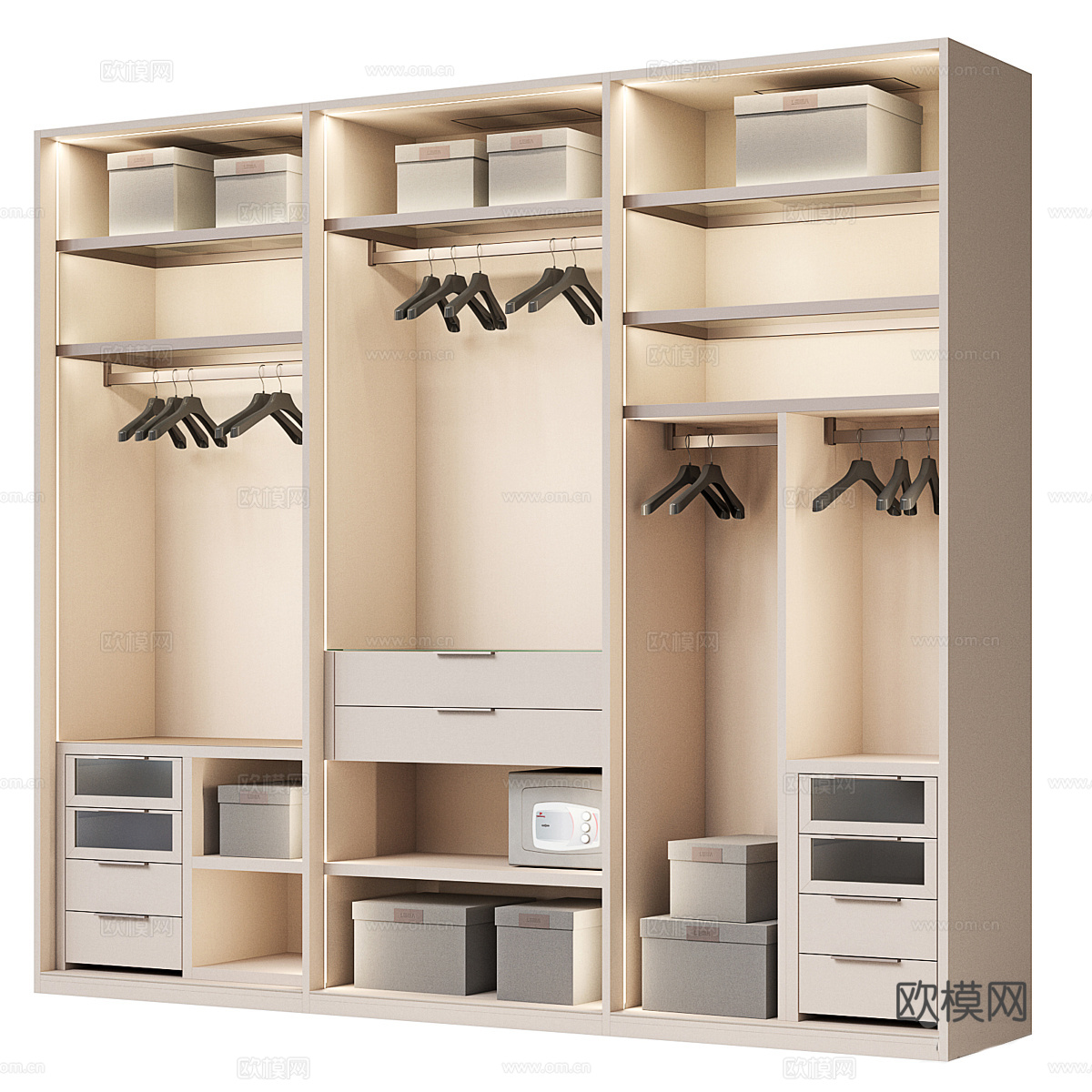现代意式极简开门衣柜3d模型