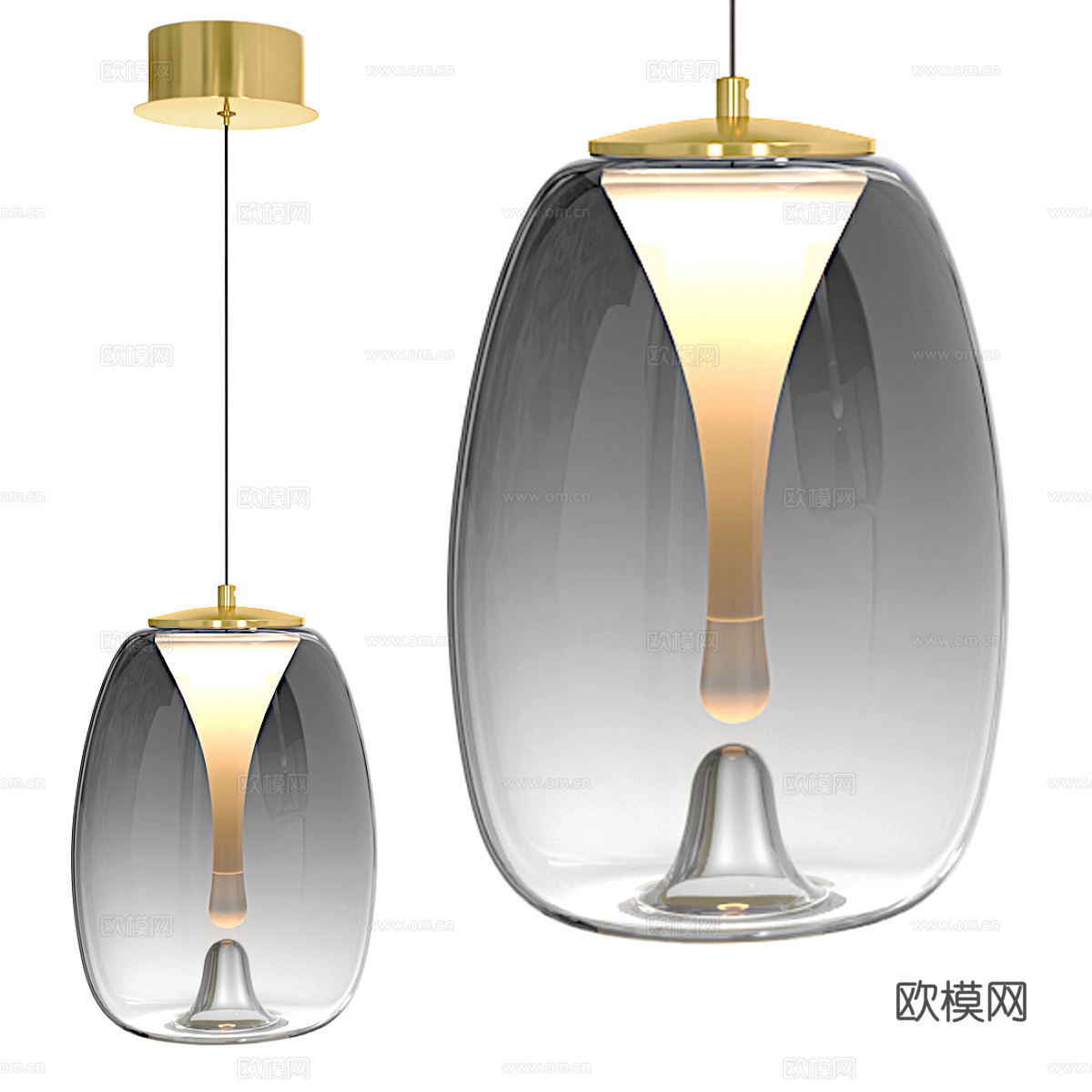 现代轻奢极简玻璃装饰吊灯3d模型
