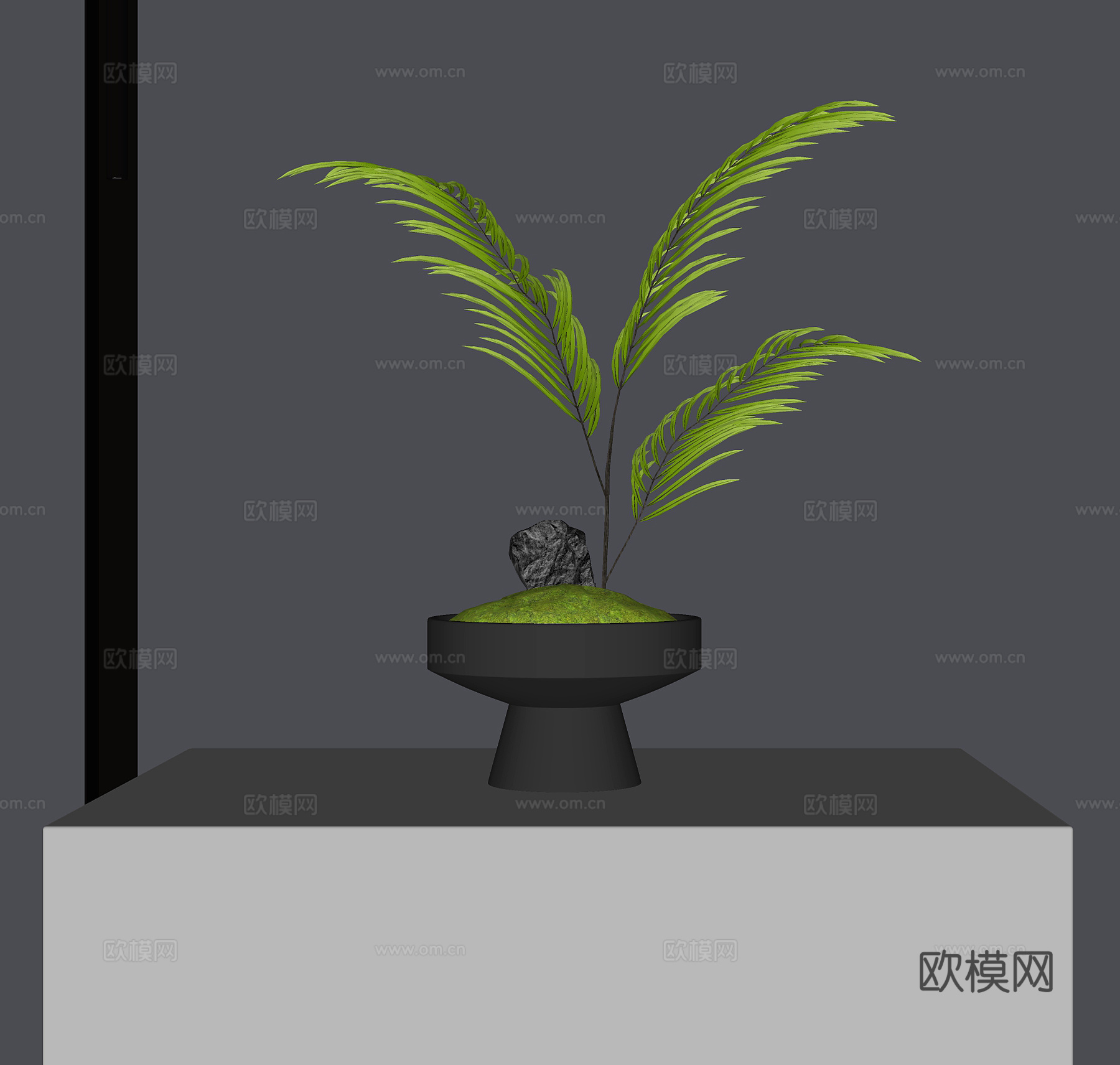 现代绿植苔藓盆景su模型