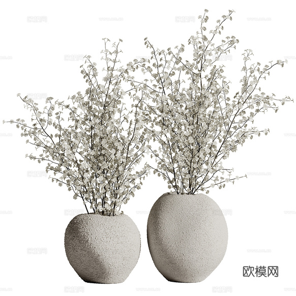 植物花束花瓶3d模型下载