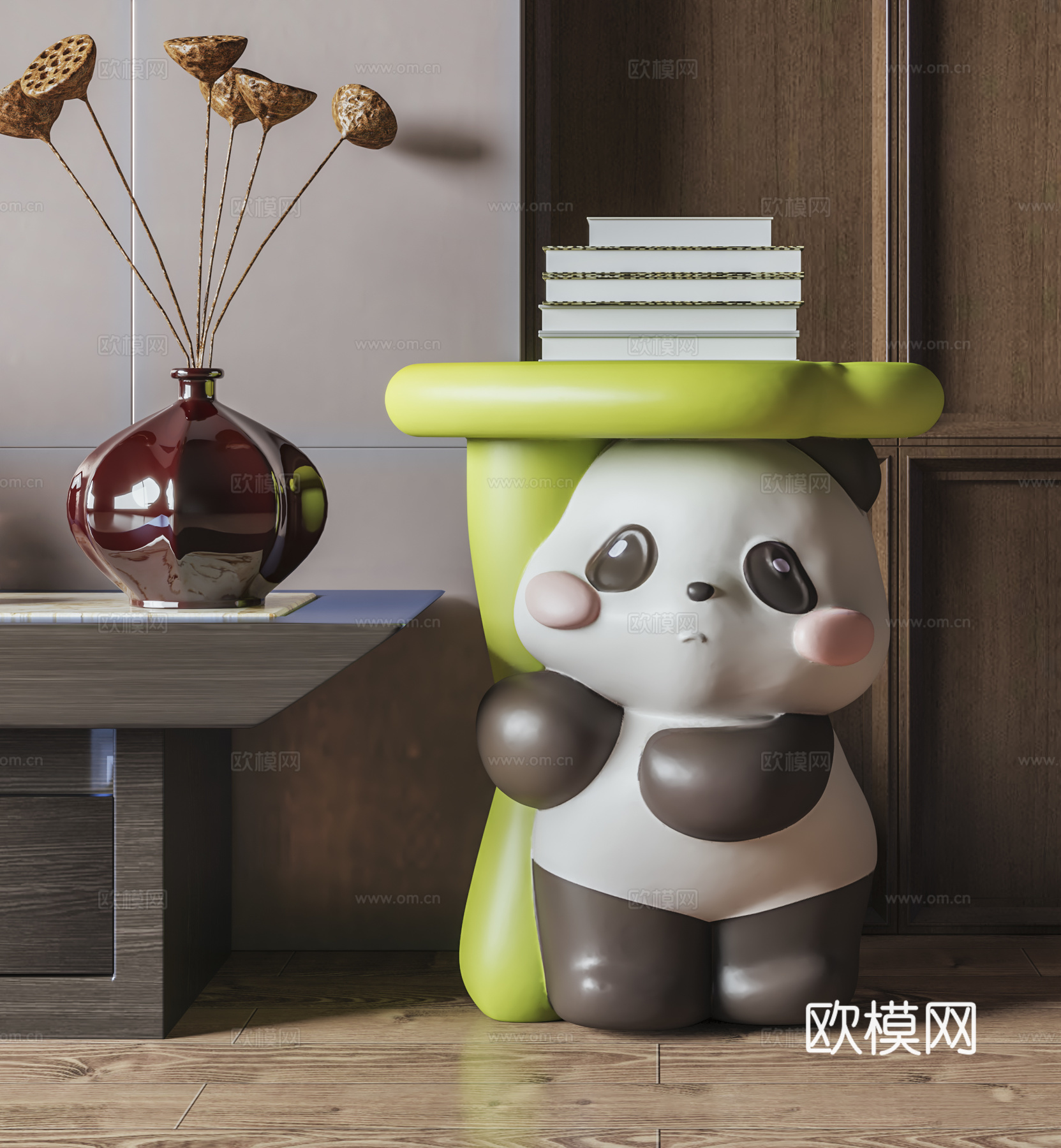 新中式卡通边几3d模型