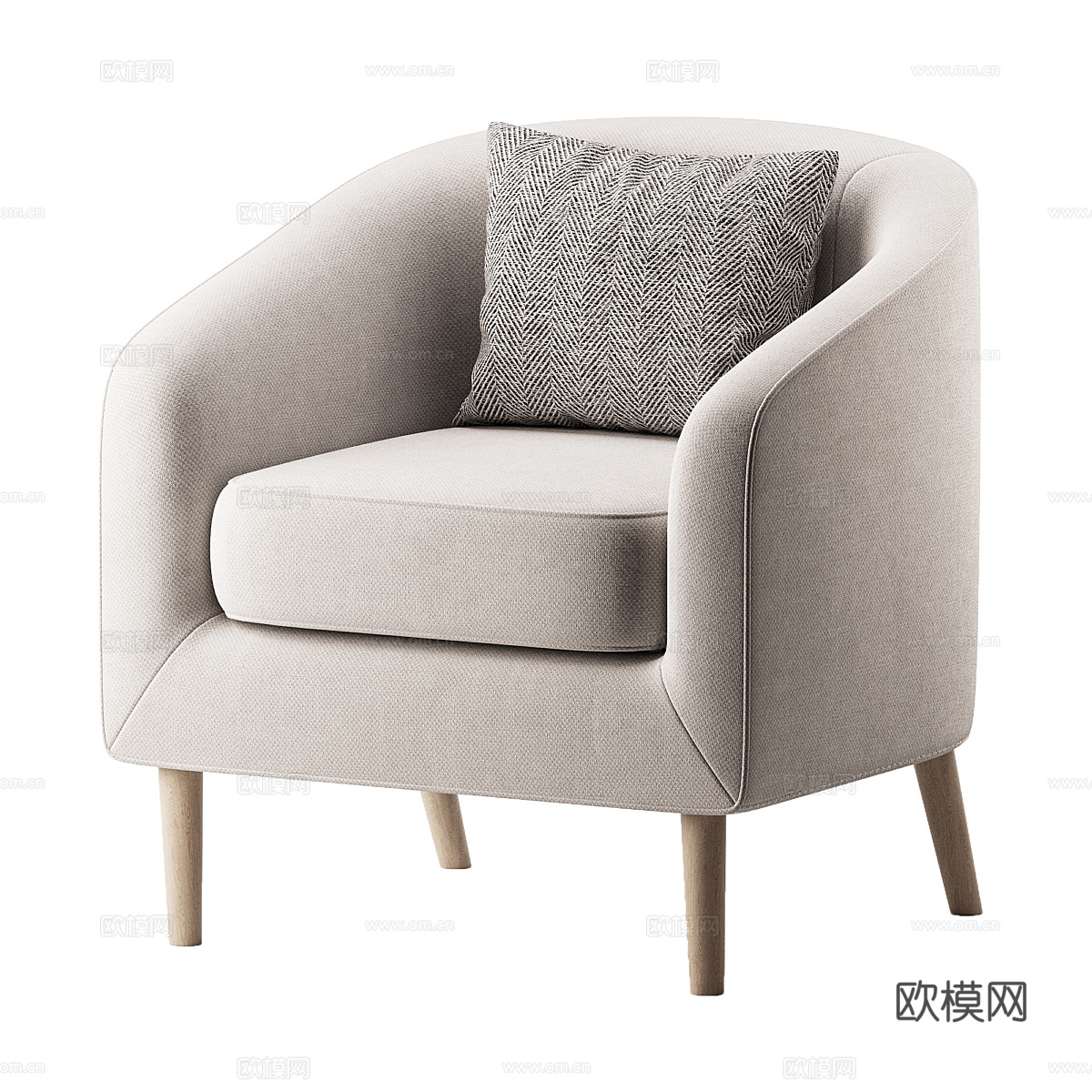 现代北欧布艺扶手椅3d模型