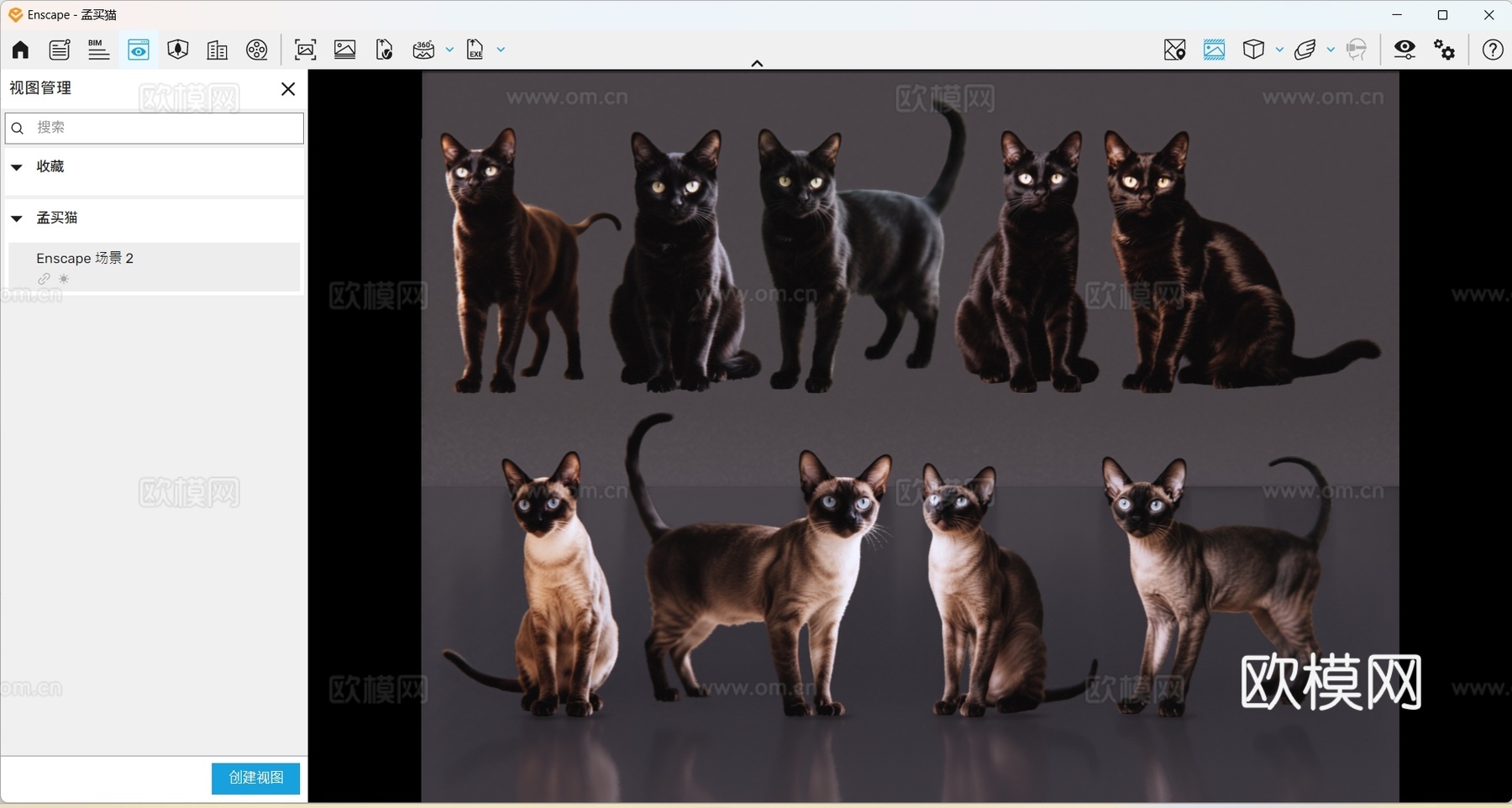 2D宠物猫 宠物 三孟买花猫 小猫咪 居家宠物su模型