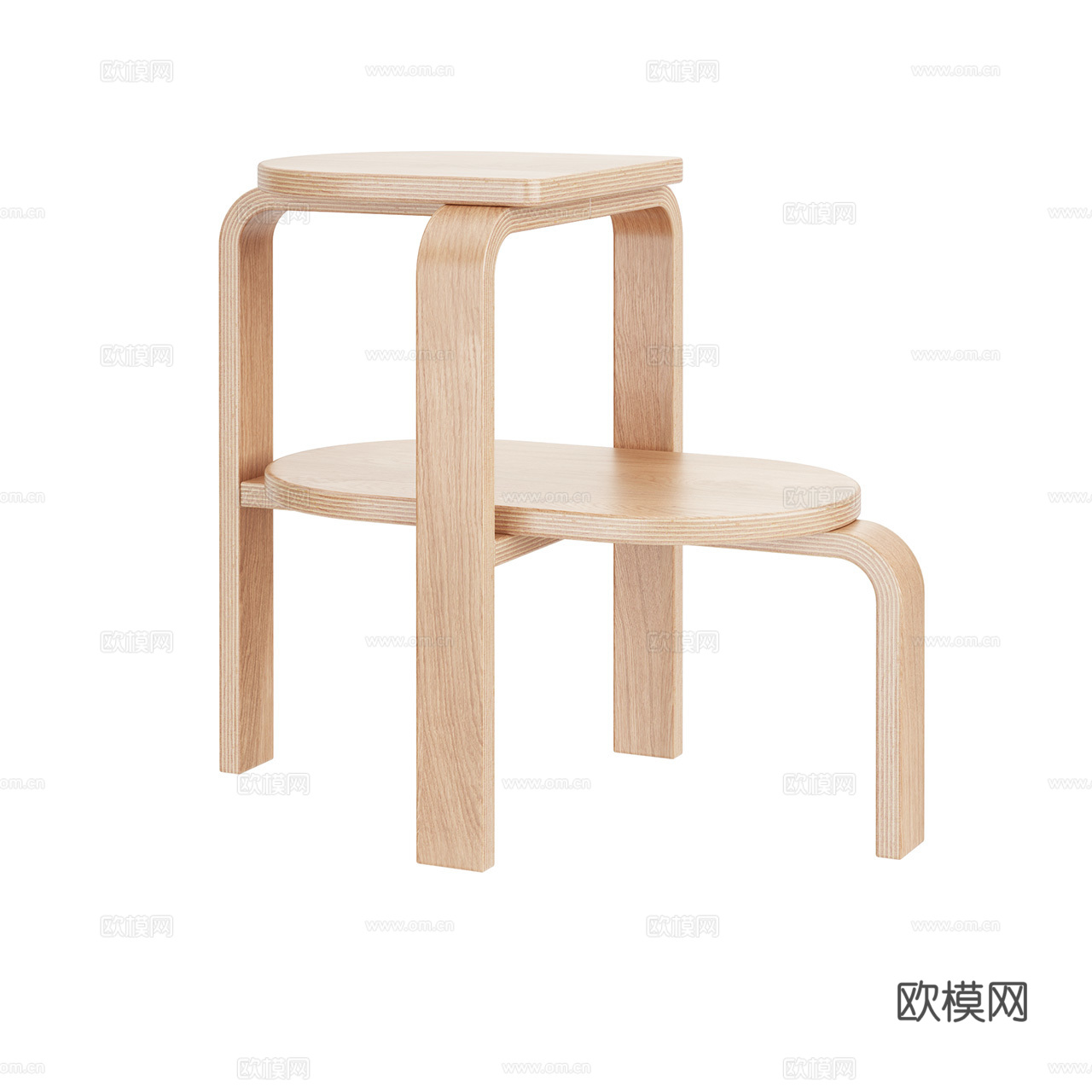 Case 北欧凳子 橡木凳 踏脚凳 餐椅凳 阶梯凳 木凳3d模型
