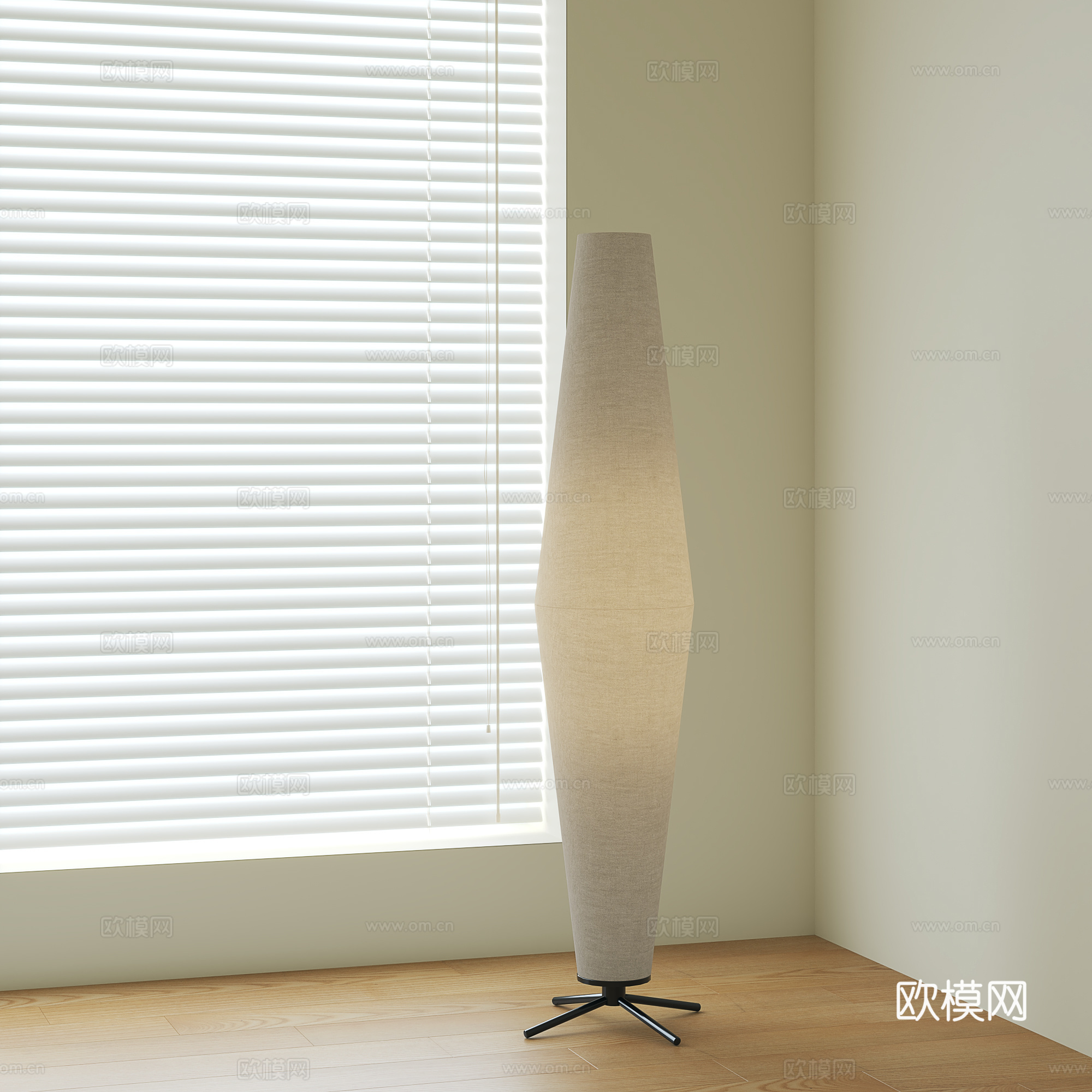 侘寂中古落地灯su模型