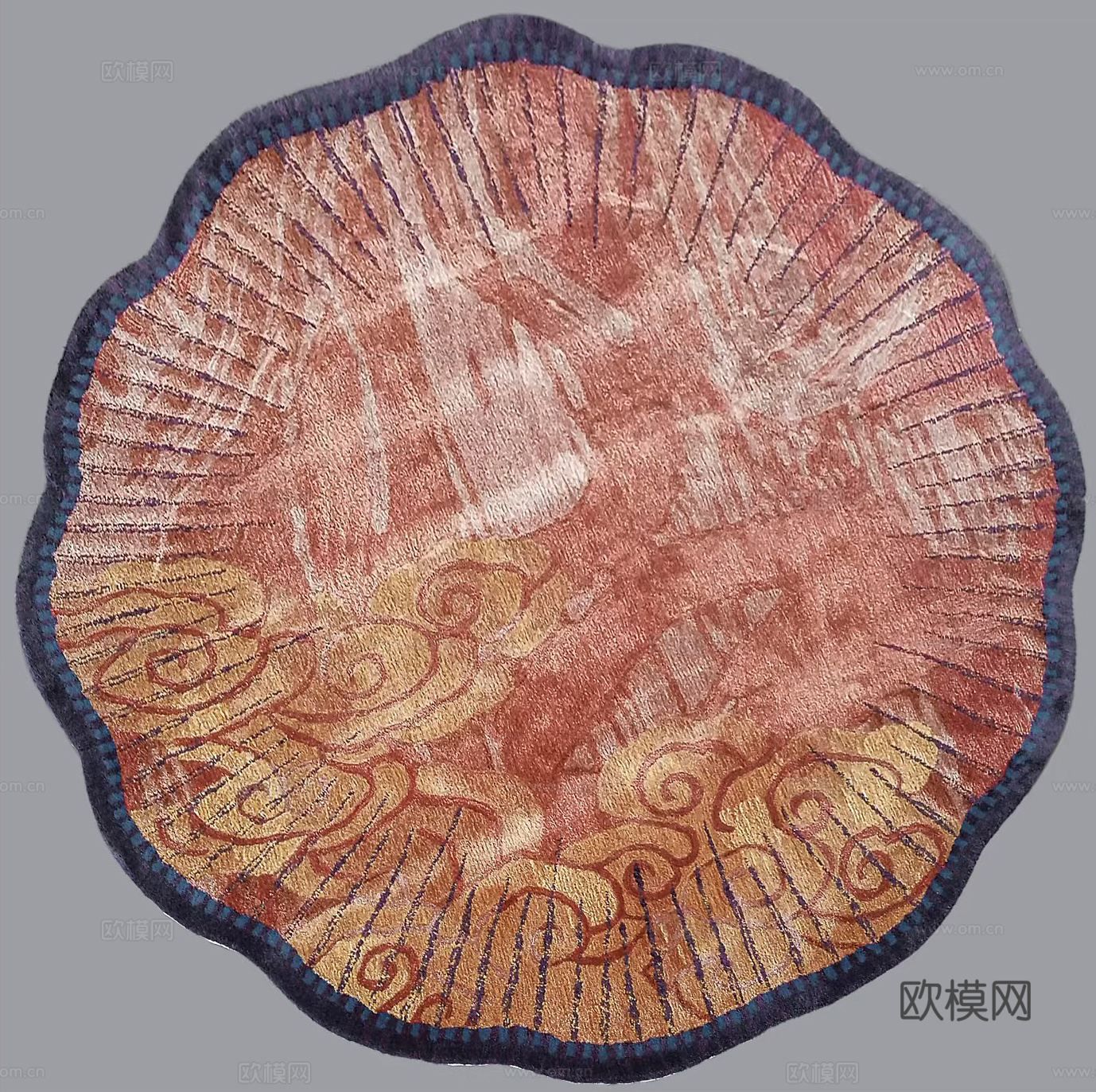新中式中式暖色云纹地毯