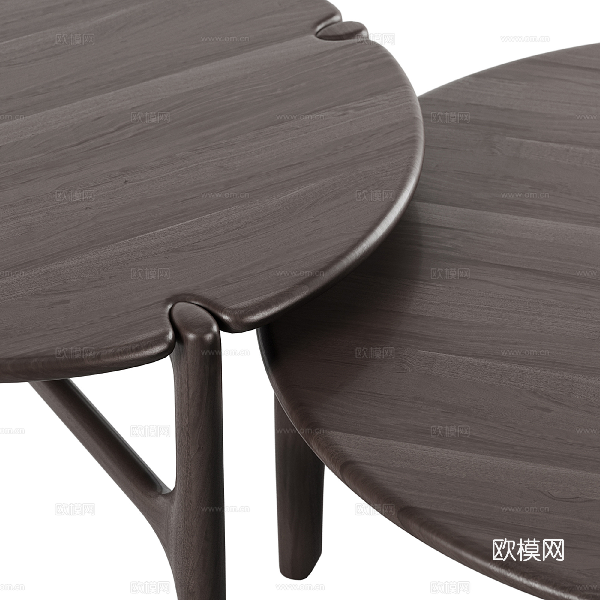 中古风圆形茶几组合su模型