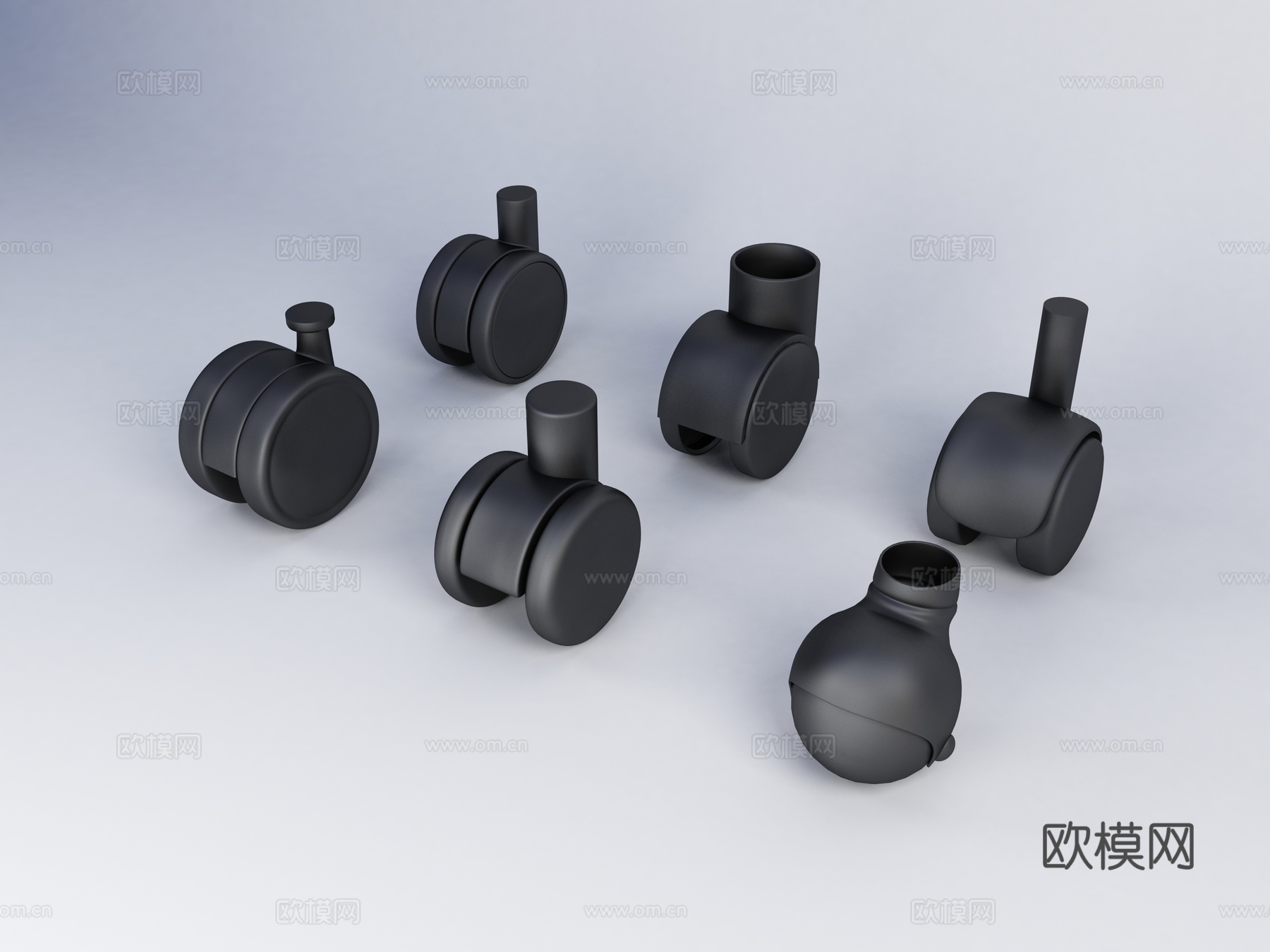 新中式拉杆箱万向轮3d模型