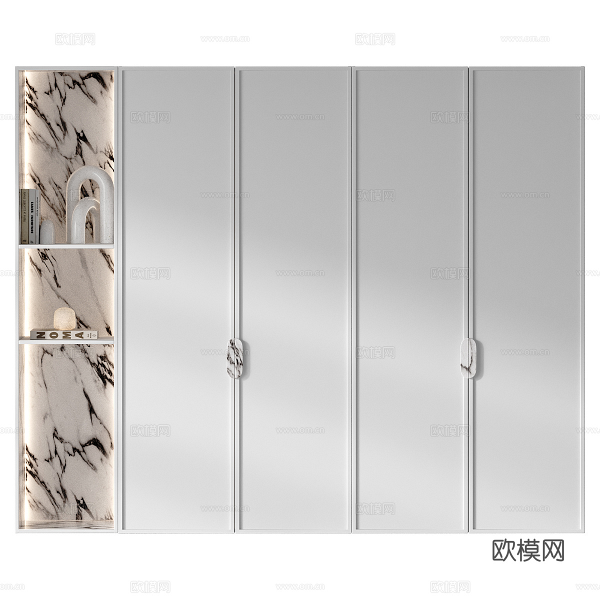 现代轻奢极简开门衣柜3d模型
