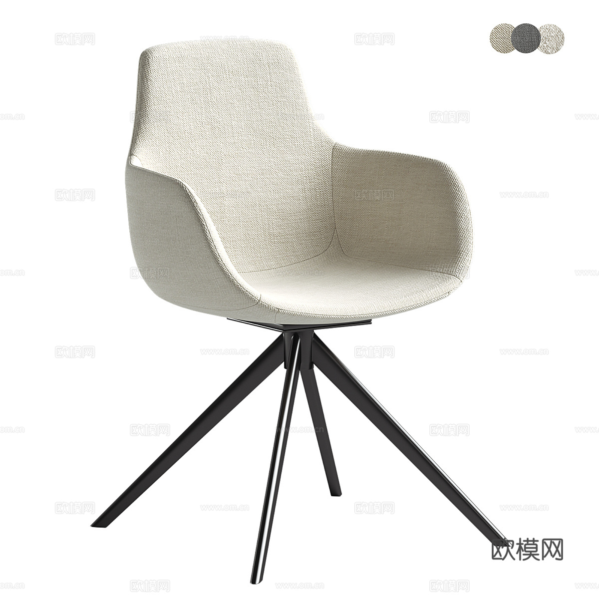 现代意式极简布艺办公椅3d模型