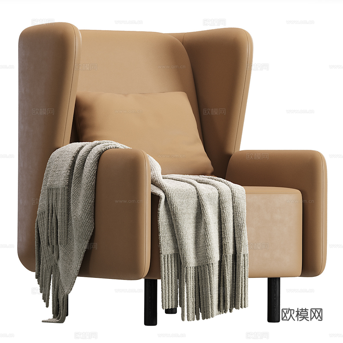 现代北欧布艺扶手椅3d模型