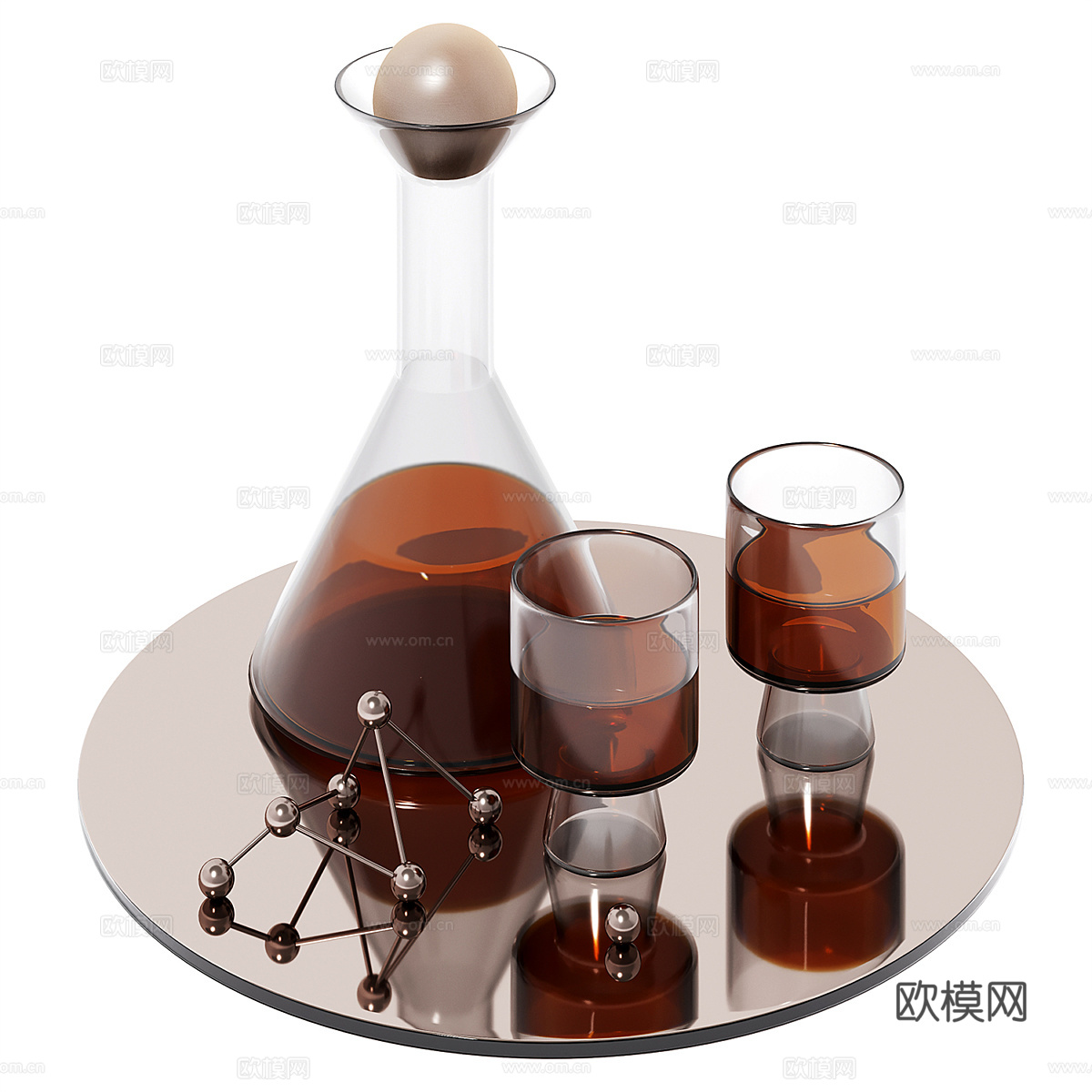 现代酒水 茶水 托盘3d模型