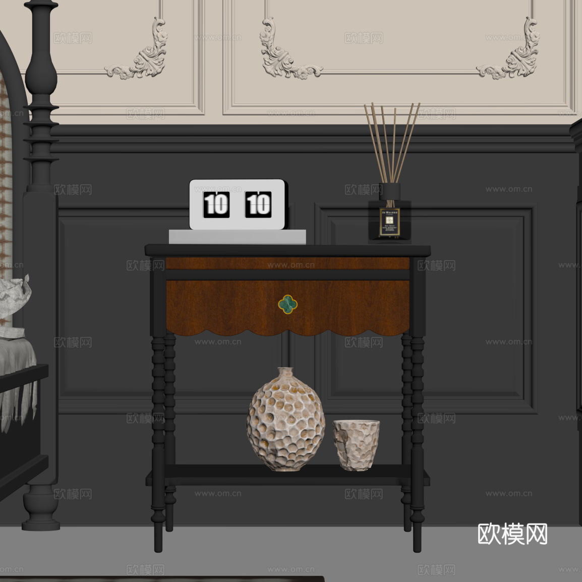 床头柜 法式床头柜su模型