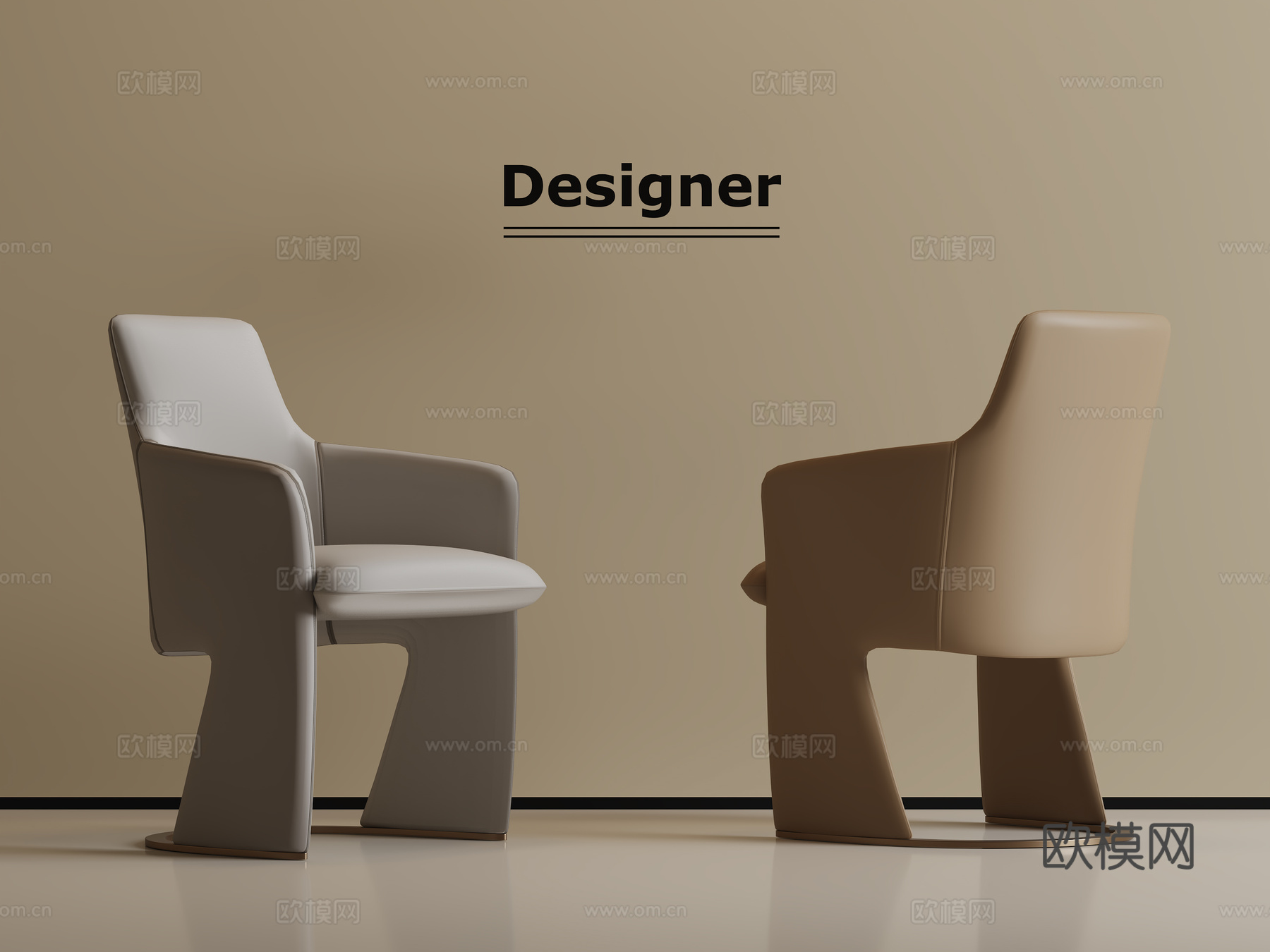 现代轻奢单椅餐椅3d模型