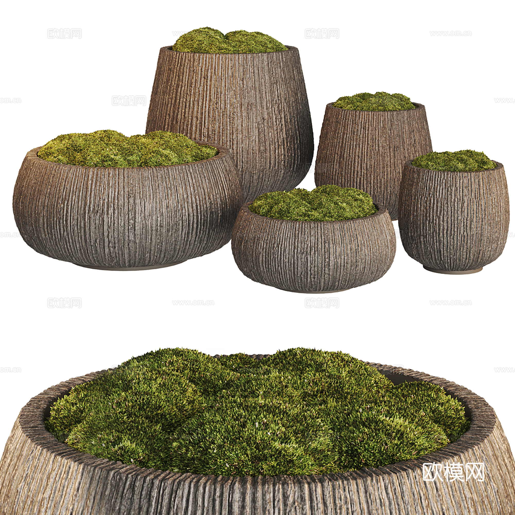 新中式绿植盆栽su模型