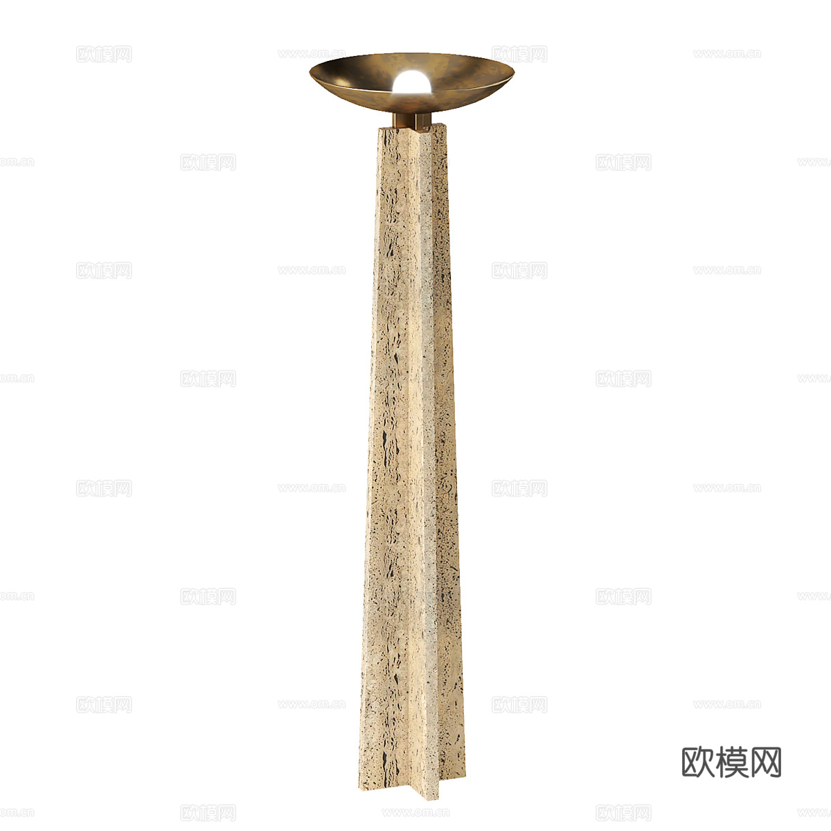 新中式轻奢金属落地灯3d模型