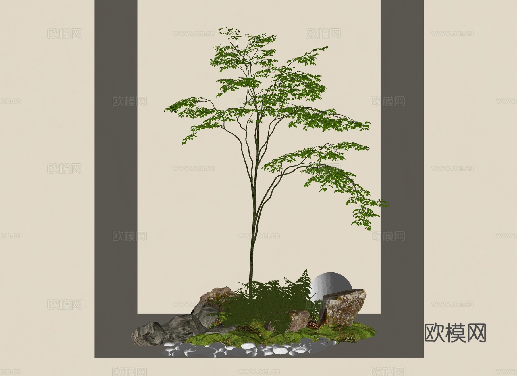 现代室内景观 现代景观造景 景观小品 庭院景观 庭院小品 景su模型