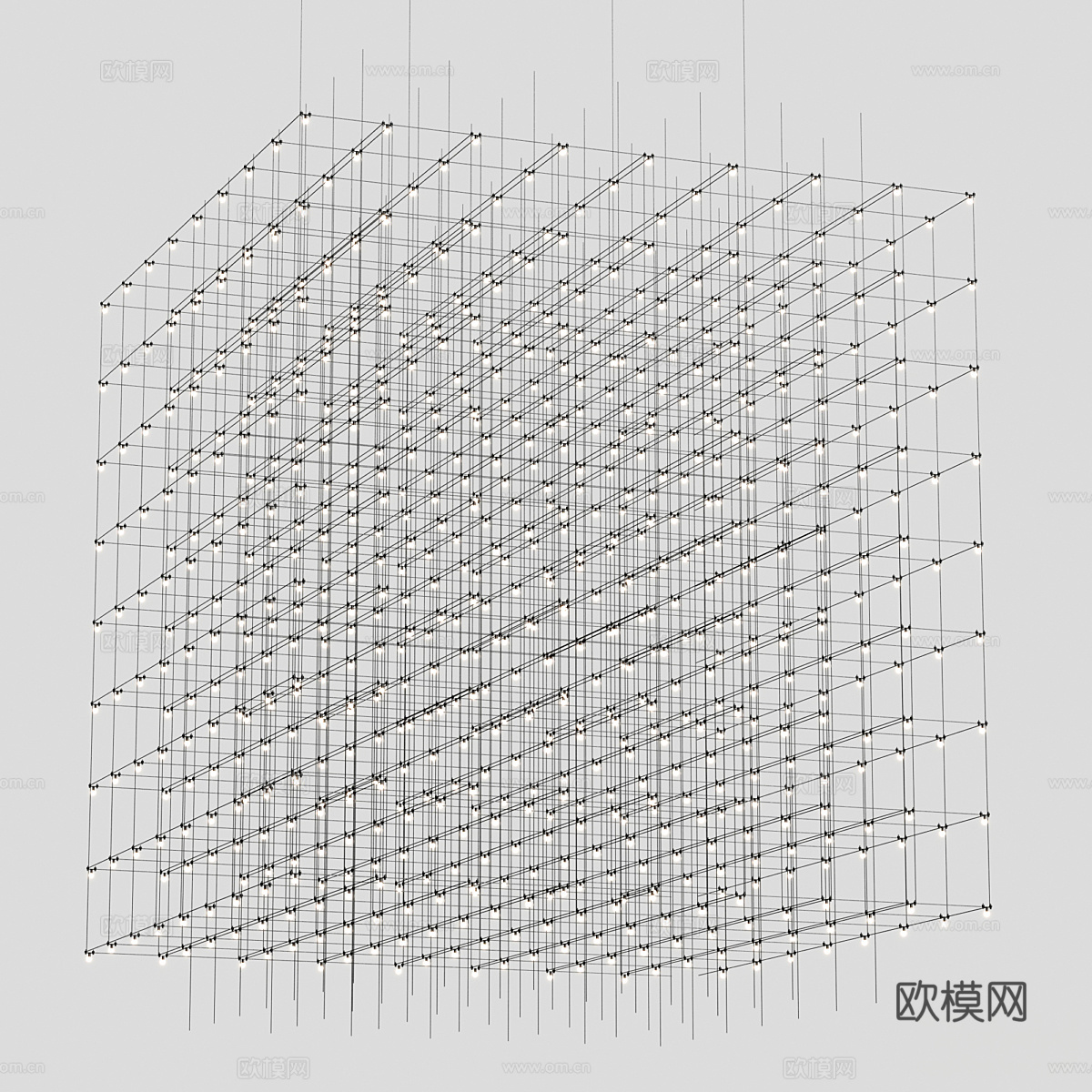 现代极简网格吊灯3d模型
